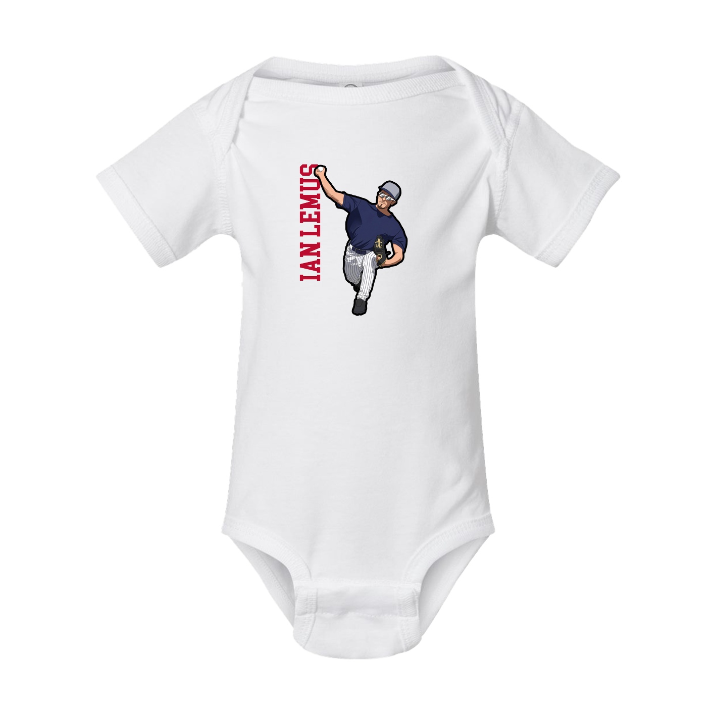 Baby Onesie — Name Vertical in White