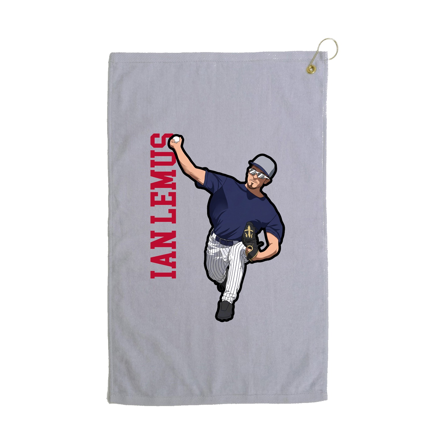 Golf Towel — Name Vertical in Grey