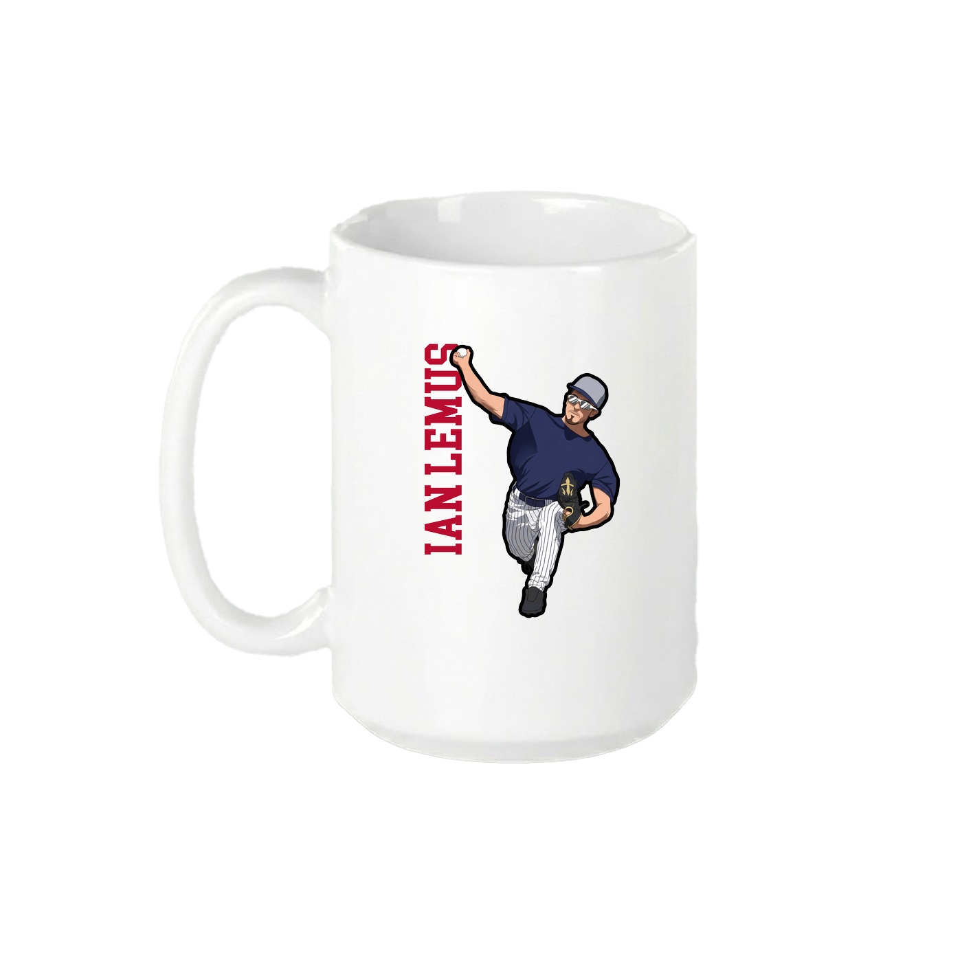 15oz Coffee Mug — Name Vertical in White