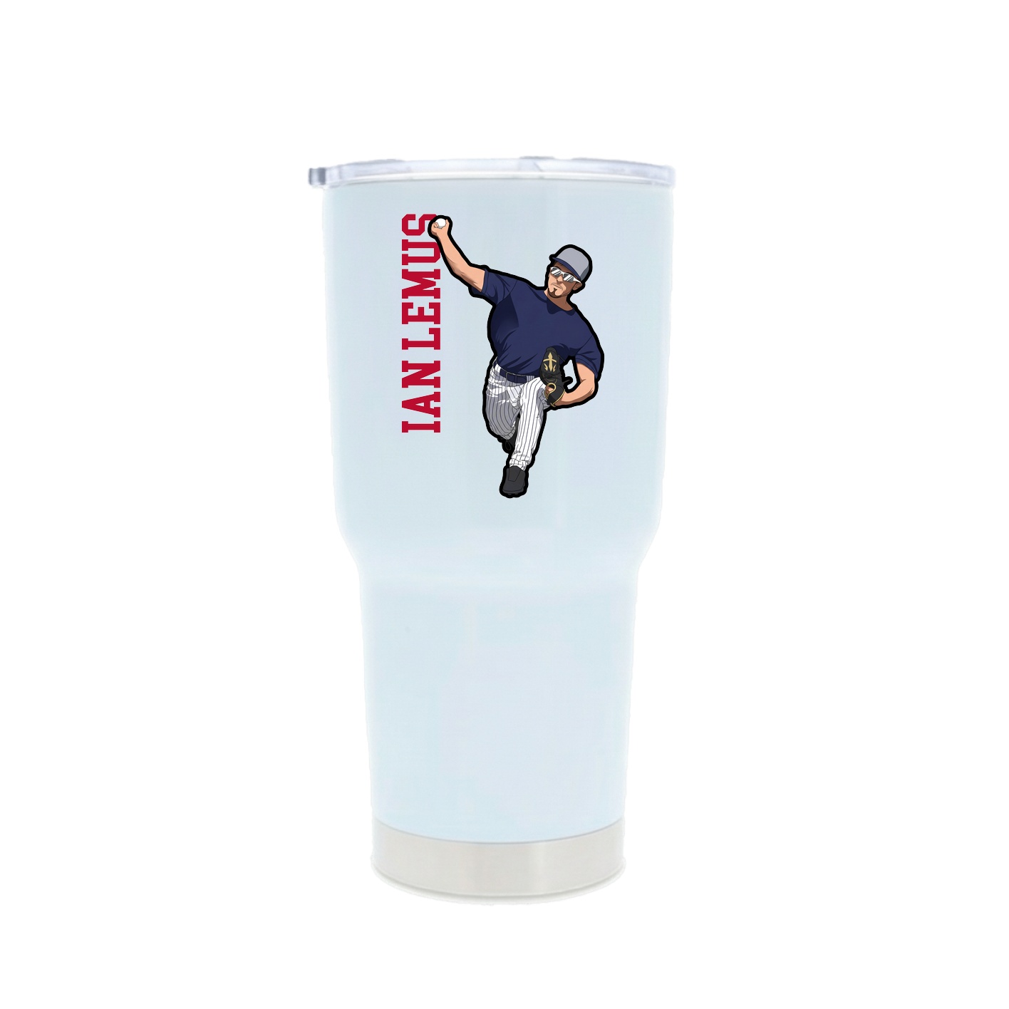 30oz Stainless Steel Tumbler — Name Vertical in White