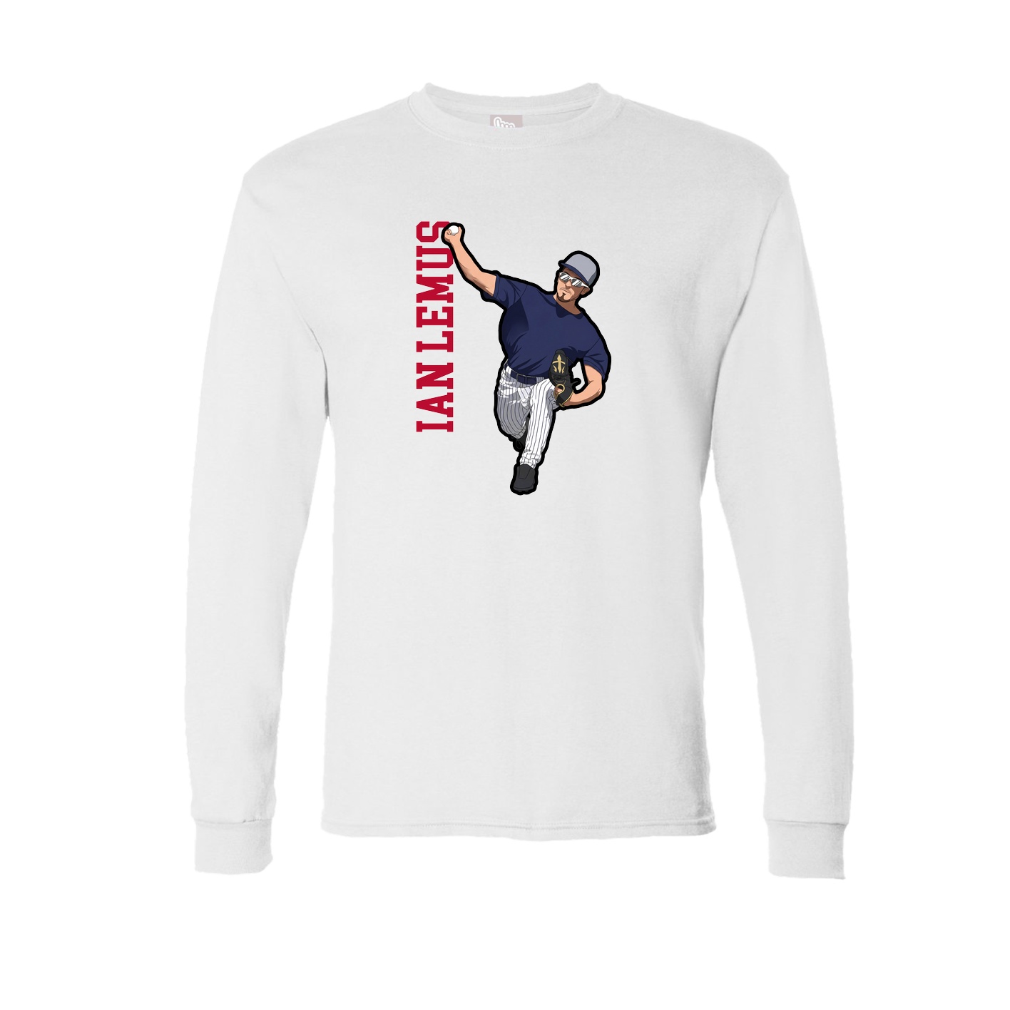 Long Sleeve Tee — Name Vertical in White