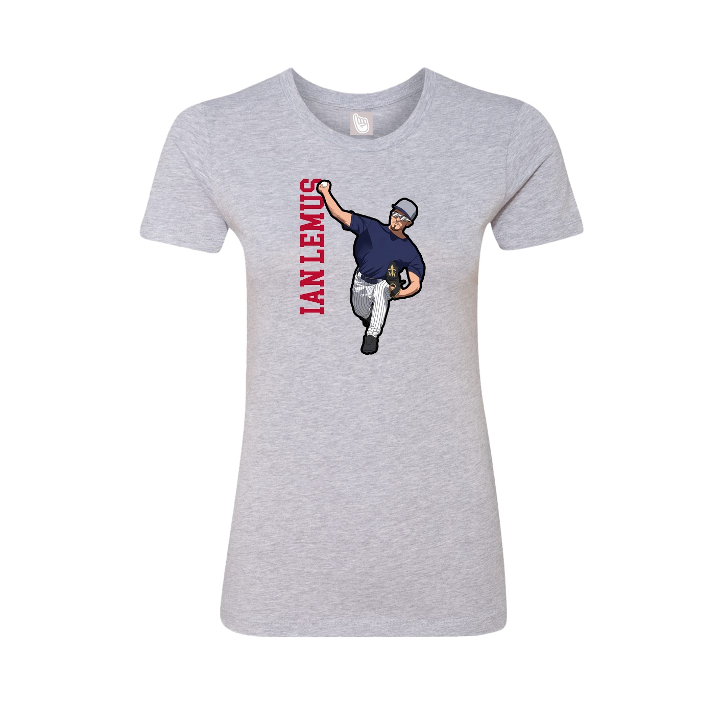 Fitted Women's Tee — Name Vertical in Grey