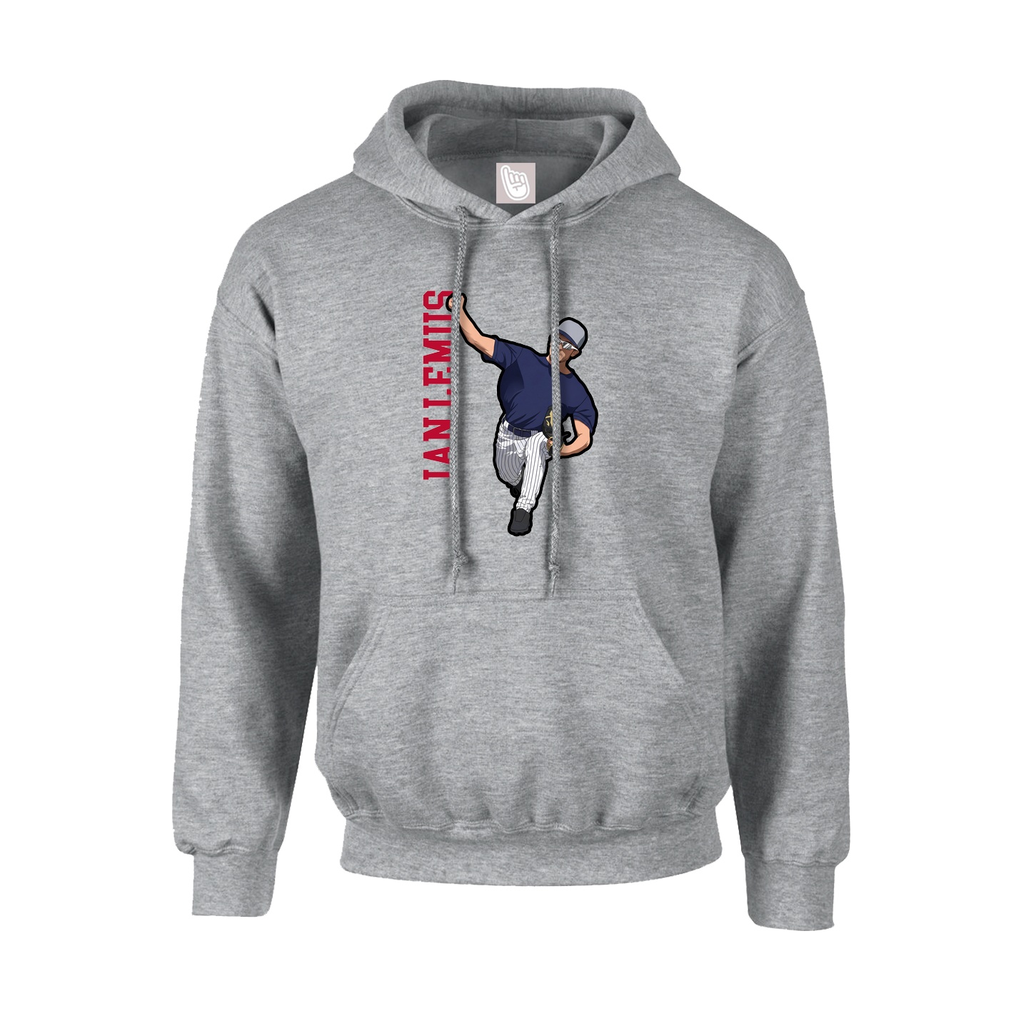 Youth Hoodie — Name Vertical in Grey
