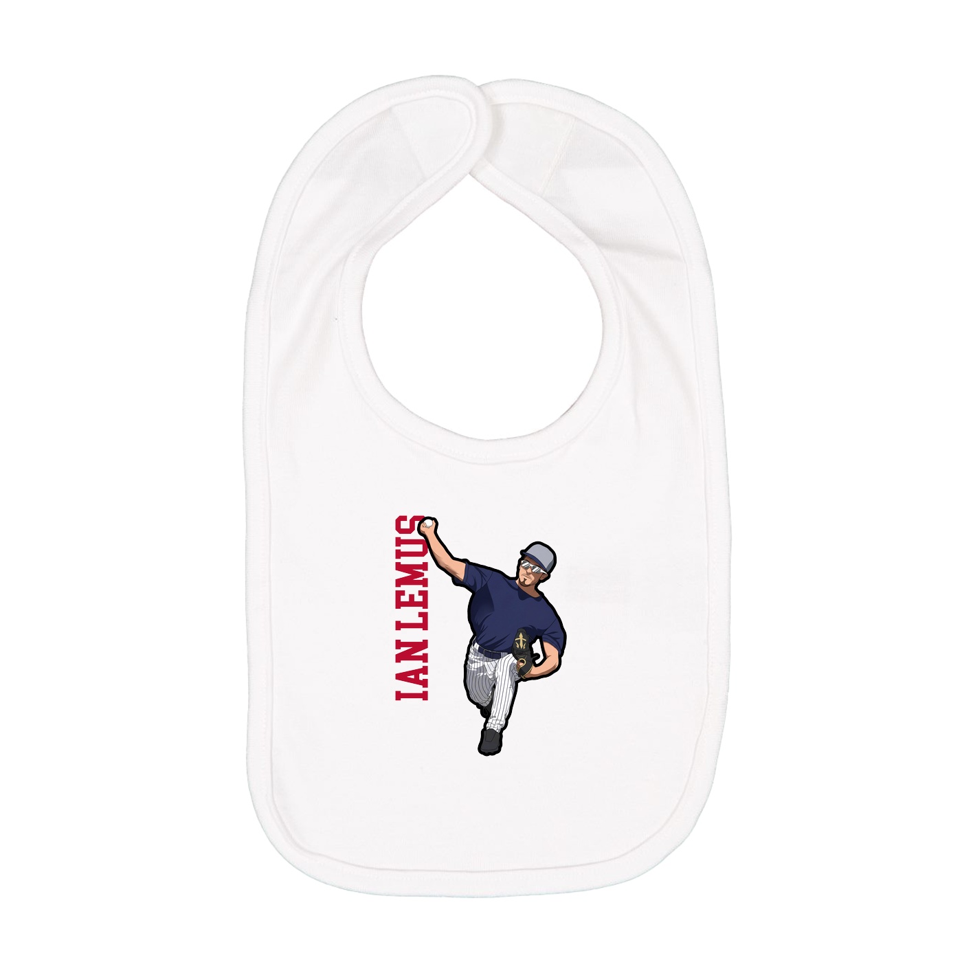 Infant Bib — Name Vertical in White
