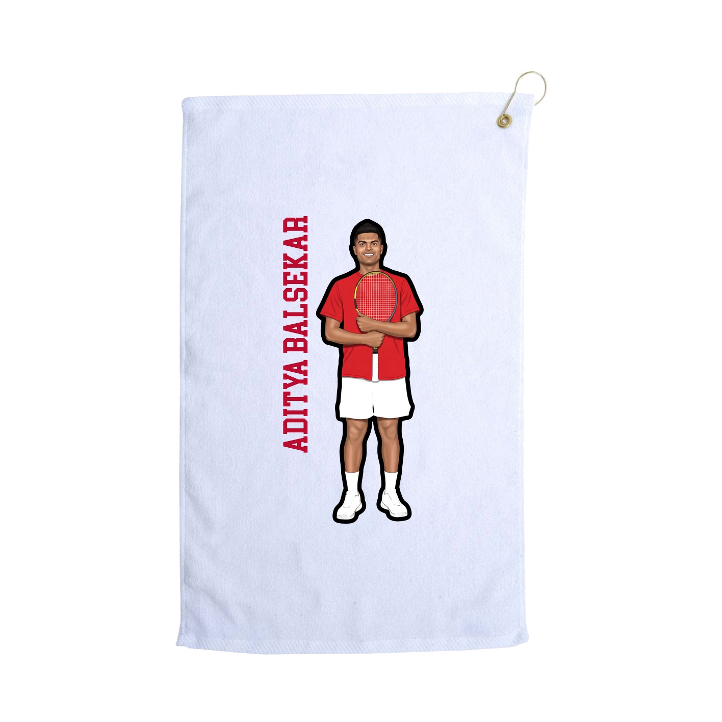 Golf Towel — Name Vertical in White