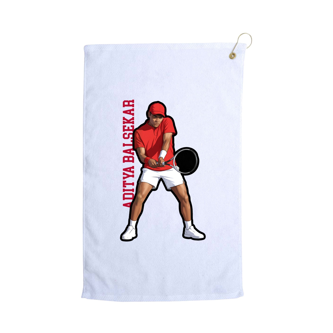 Golf Towel — Name Vertical in White