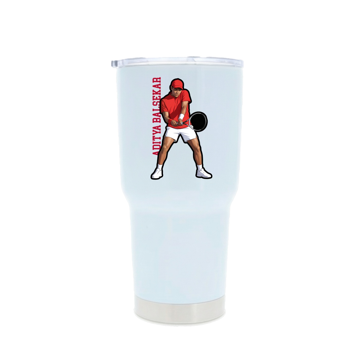 30oz Stainless Steel Tumbler — Name Vertical in White