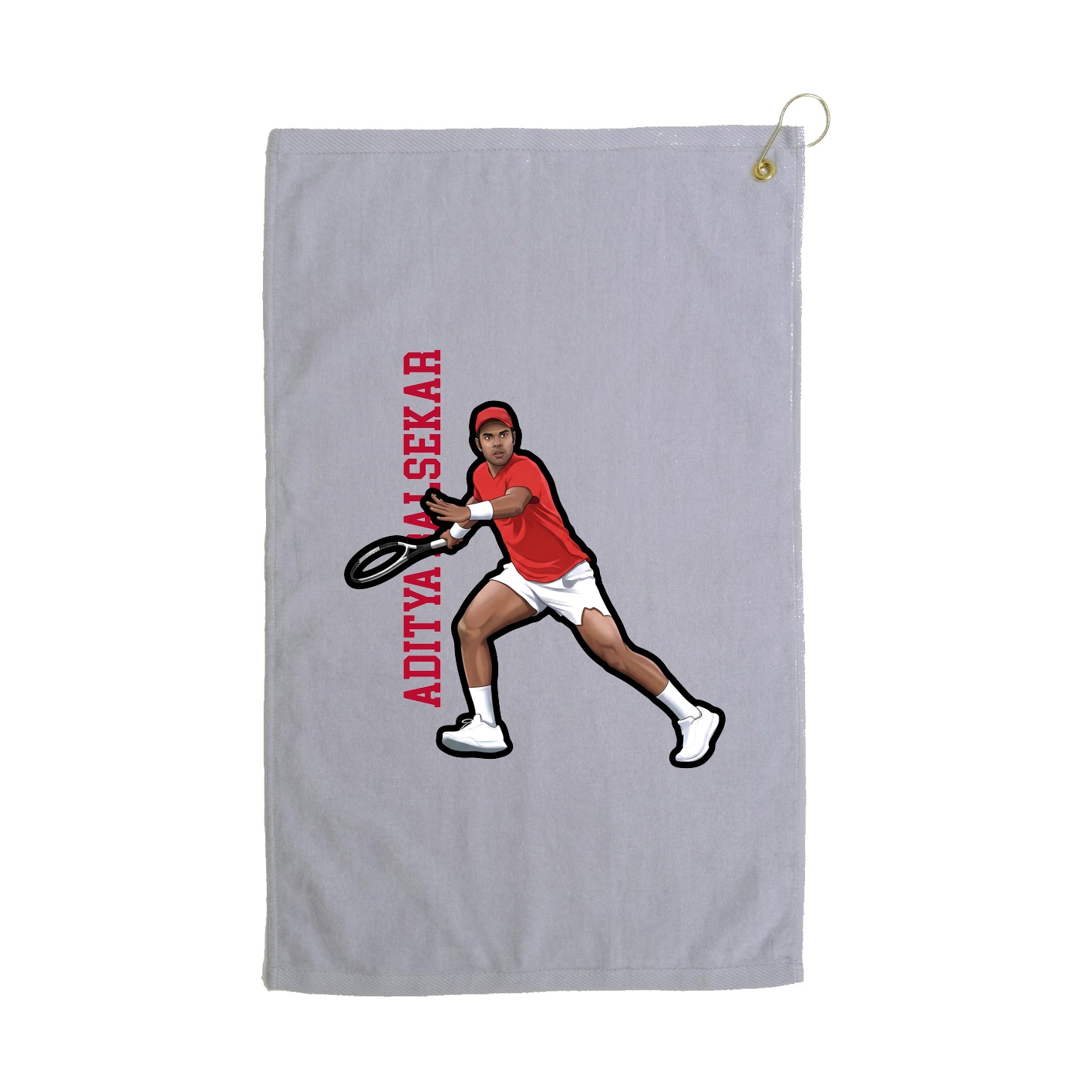 Golf Towel — Name Vertical in Grey