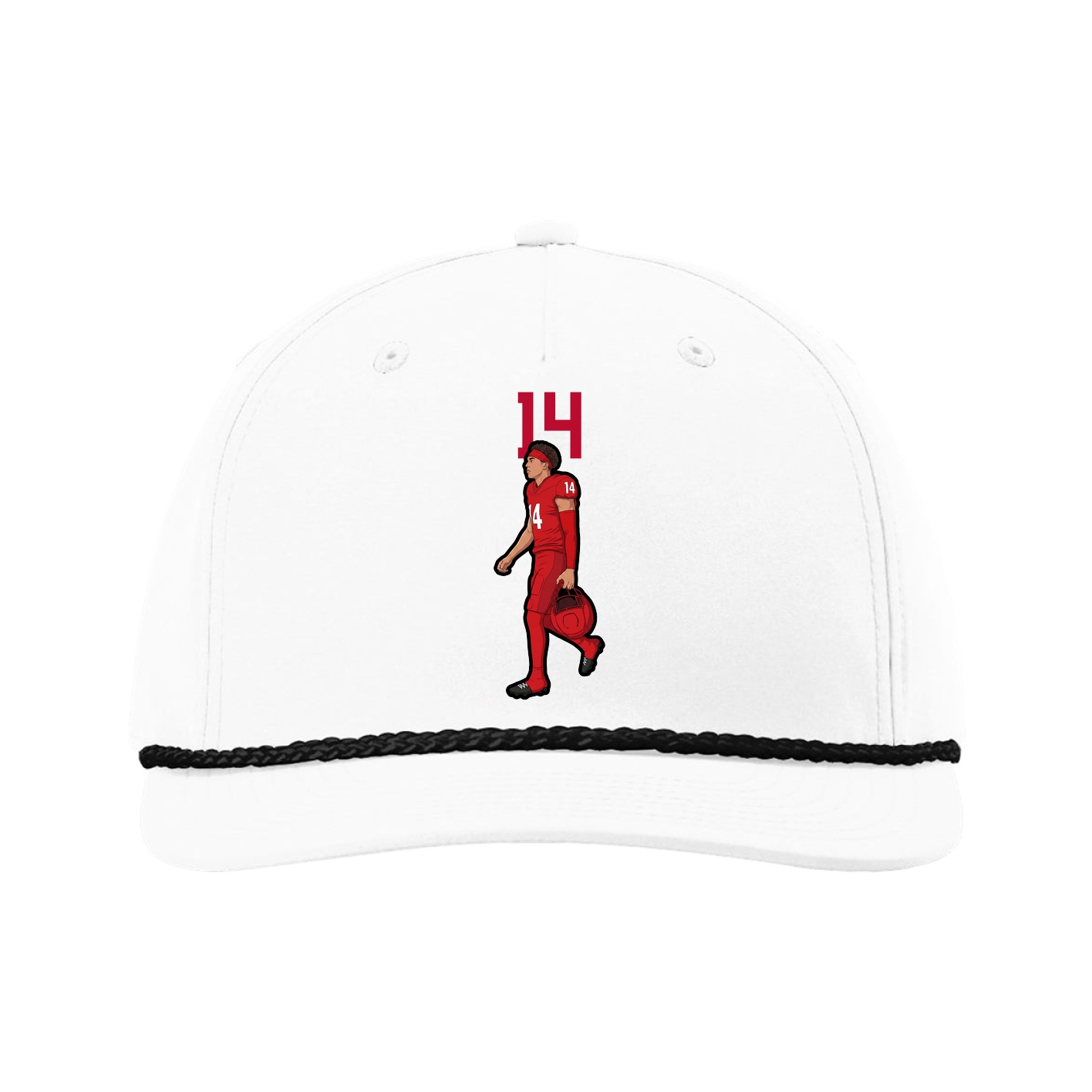 Five-Panel Classic Rope Cap — Number Top in White