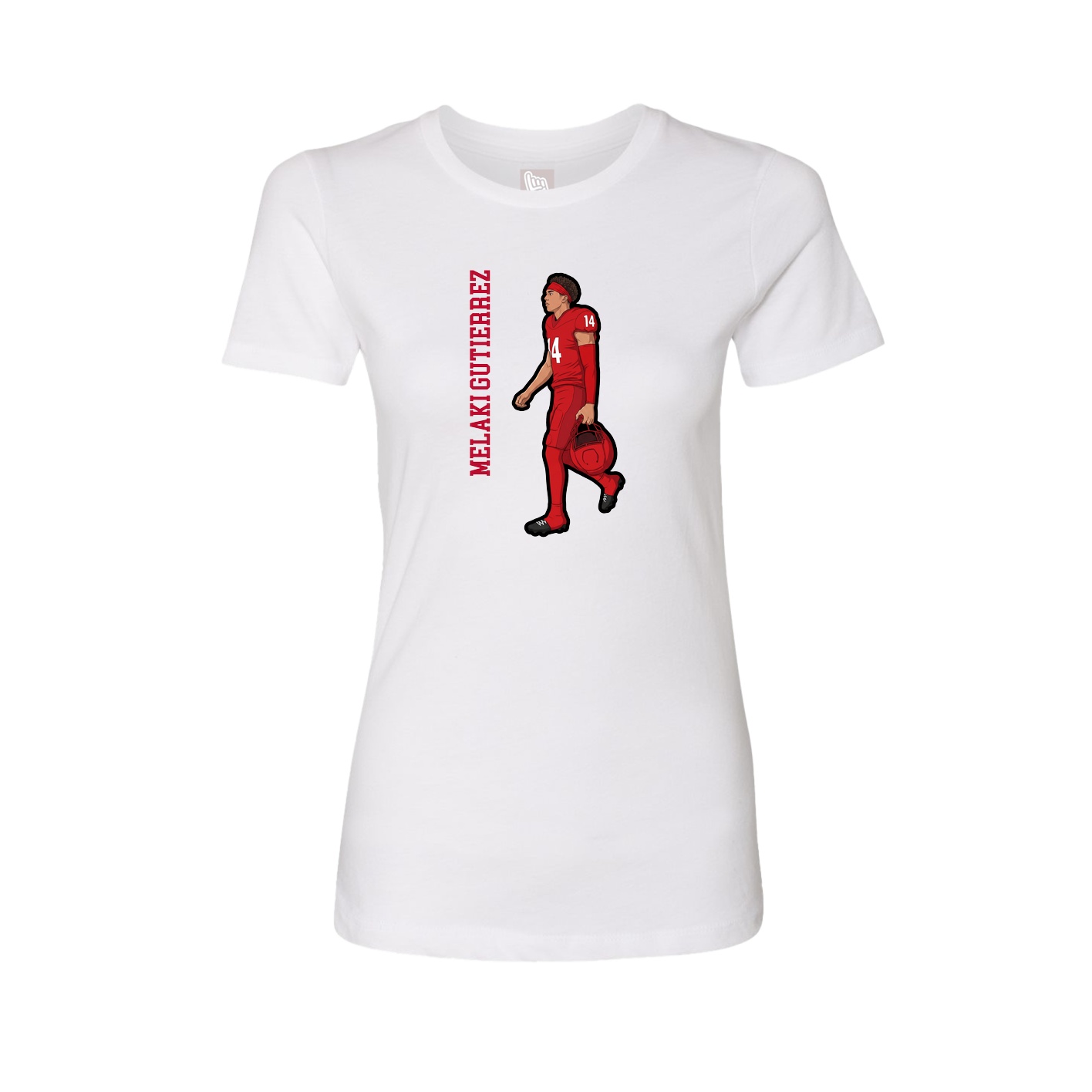 Fitted Women's Tee — Name Vertical in White