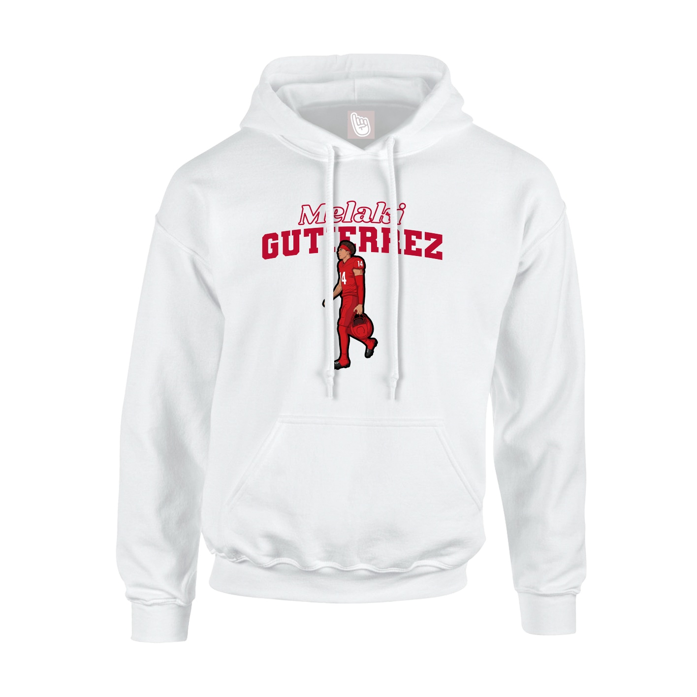 Youth Hoodie — Name Arch in White
