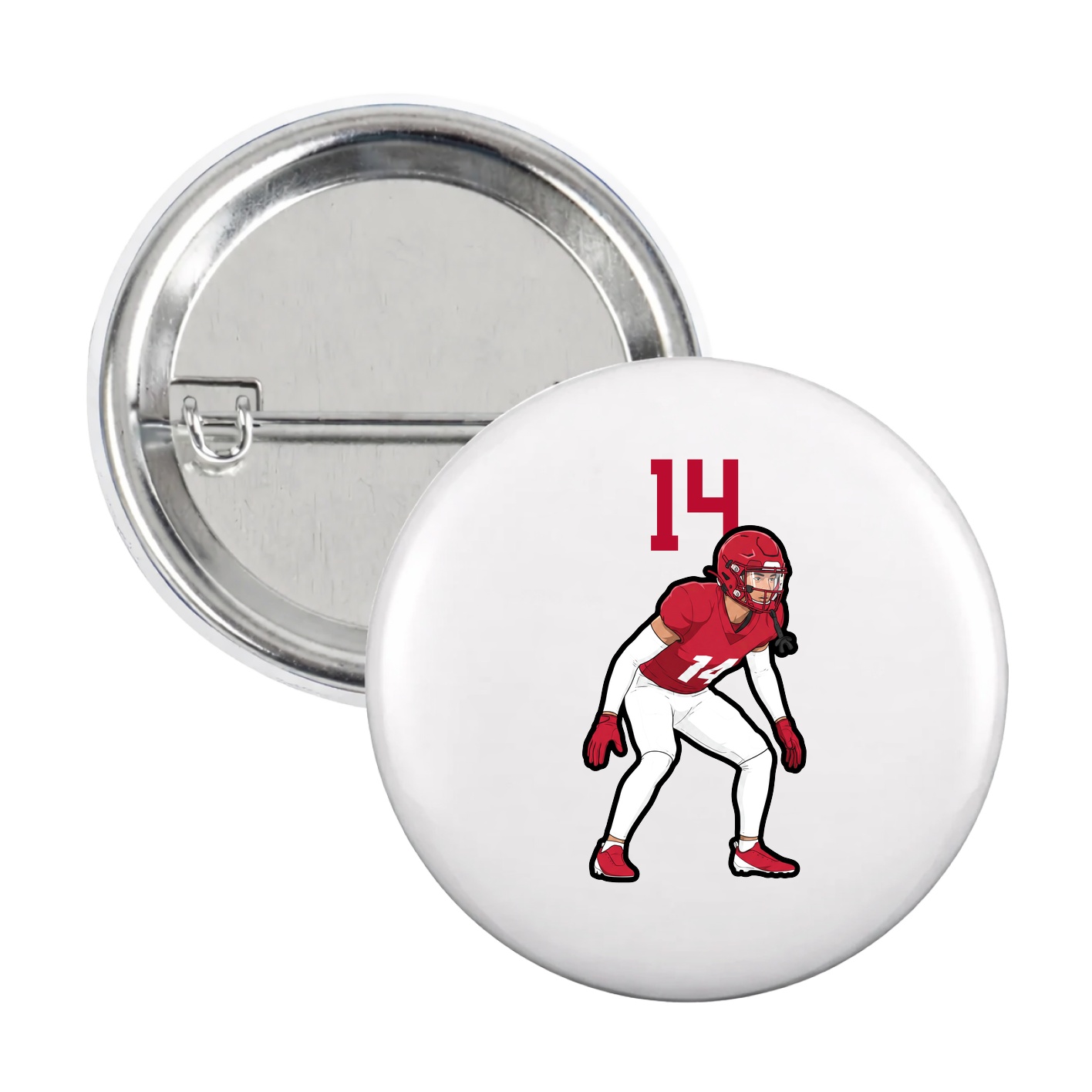 Game Day Button — Number Top in White
