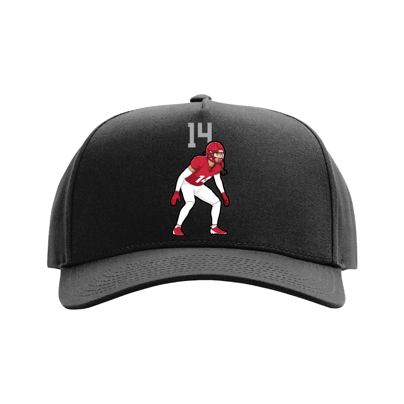Full Fabric Five-Panel Champ Cap — Number Top in Black