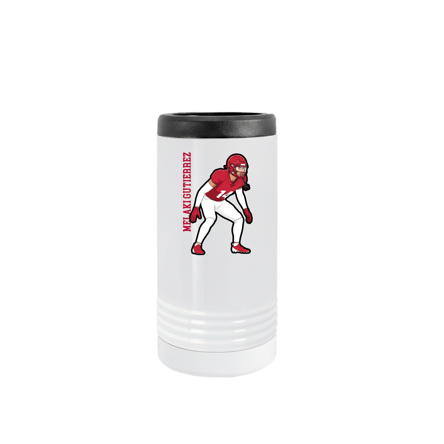 Slim Beverage Holder — Name Vertical in White