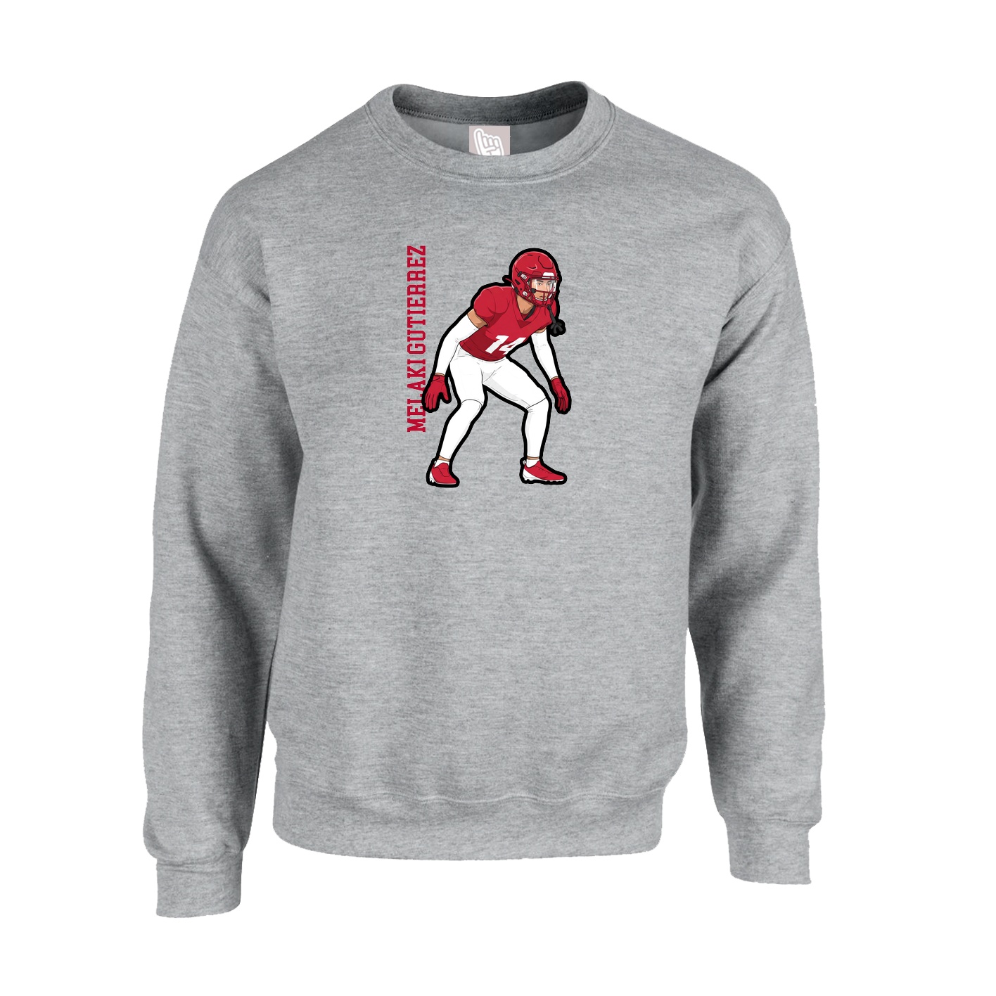 Fleece Crew — Name Vertical in Grey