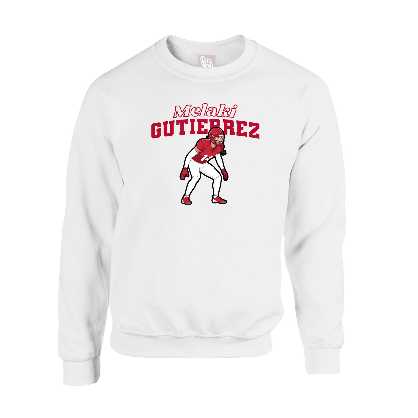 Fleece Crew — Name Arch in White
