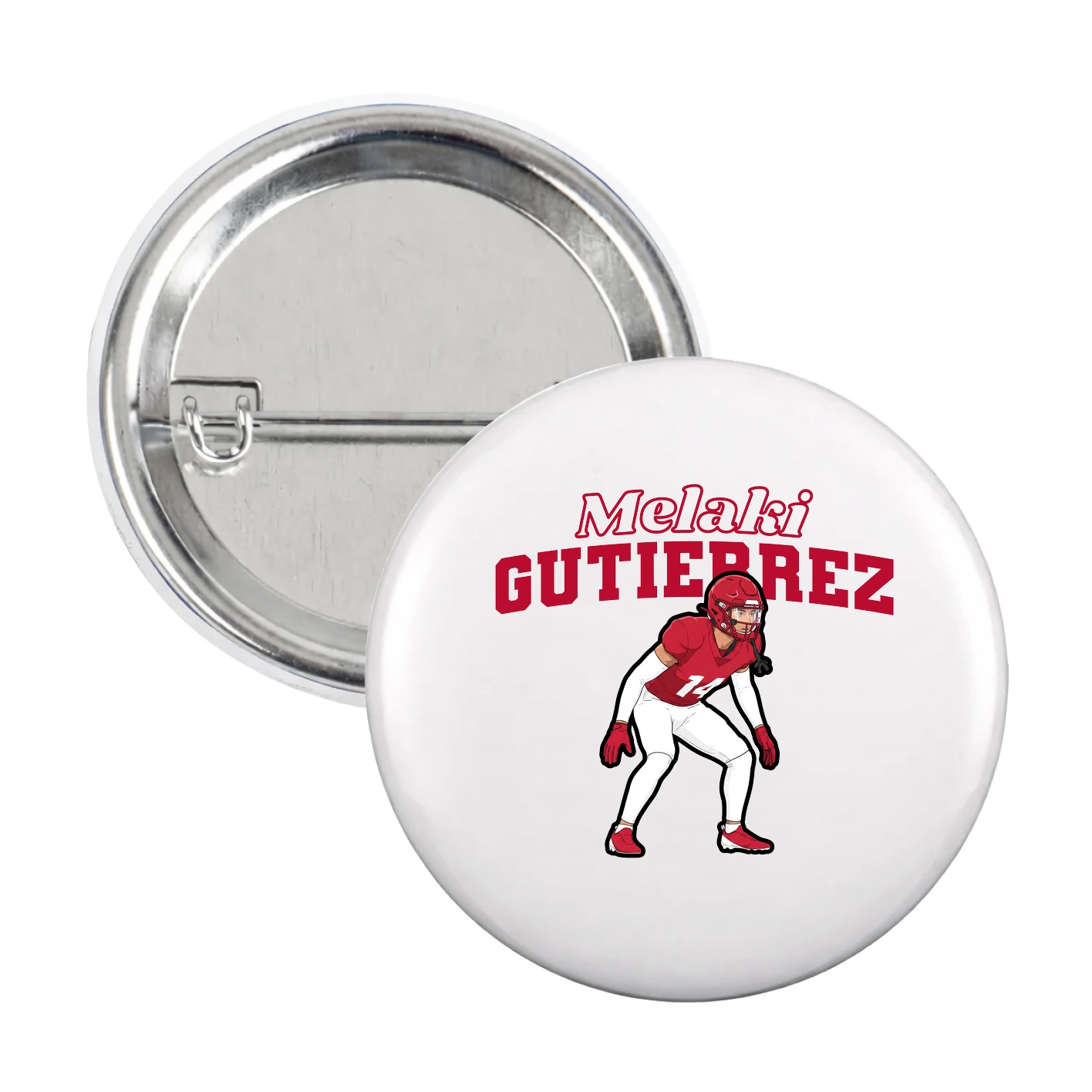 Game Day Button — Name Arch in White