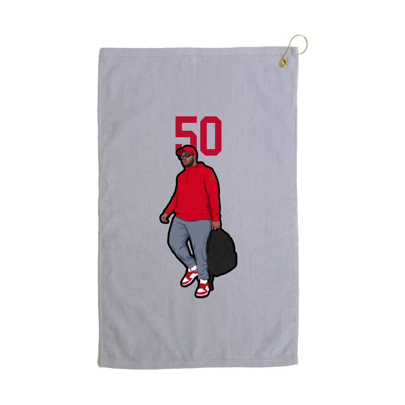 Golf Towel — Number Top in Grey