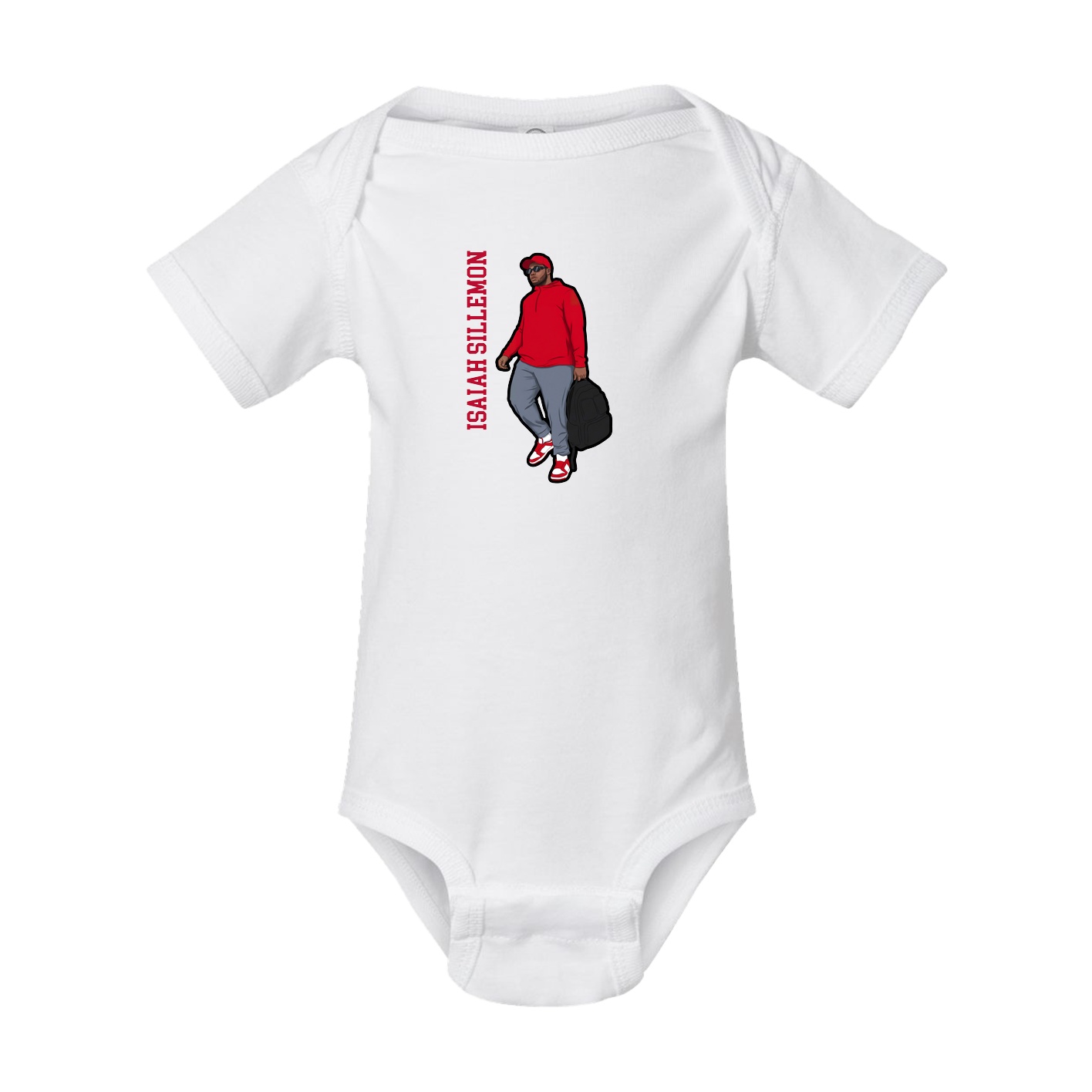 Baby Onesie — Name Vertical in White