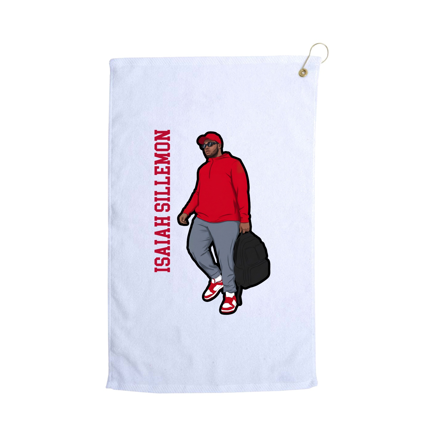 Golf Towel — Name Vertical in White