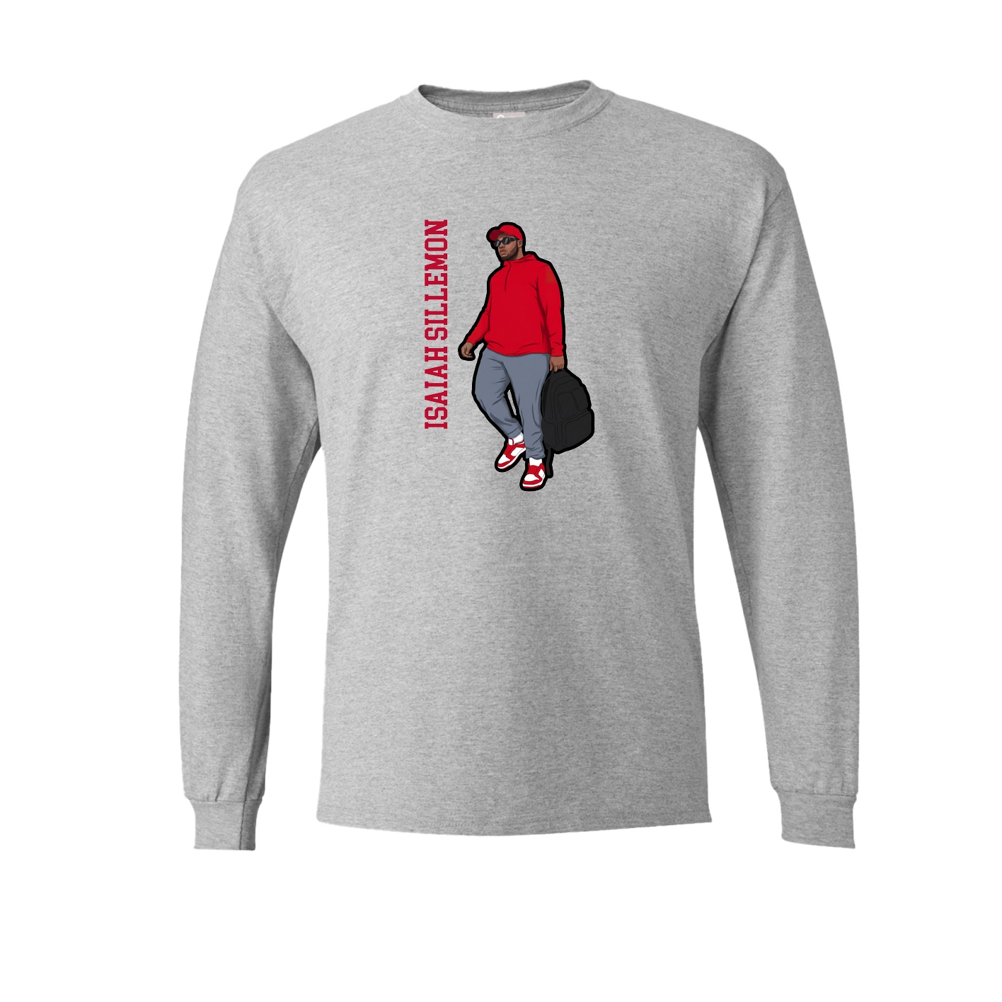 Long Sleeve Tee — Name Vertical in Grey