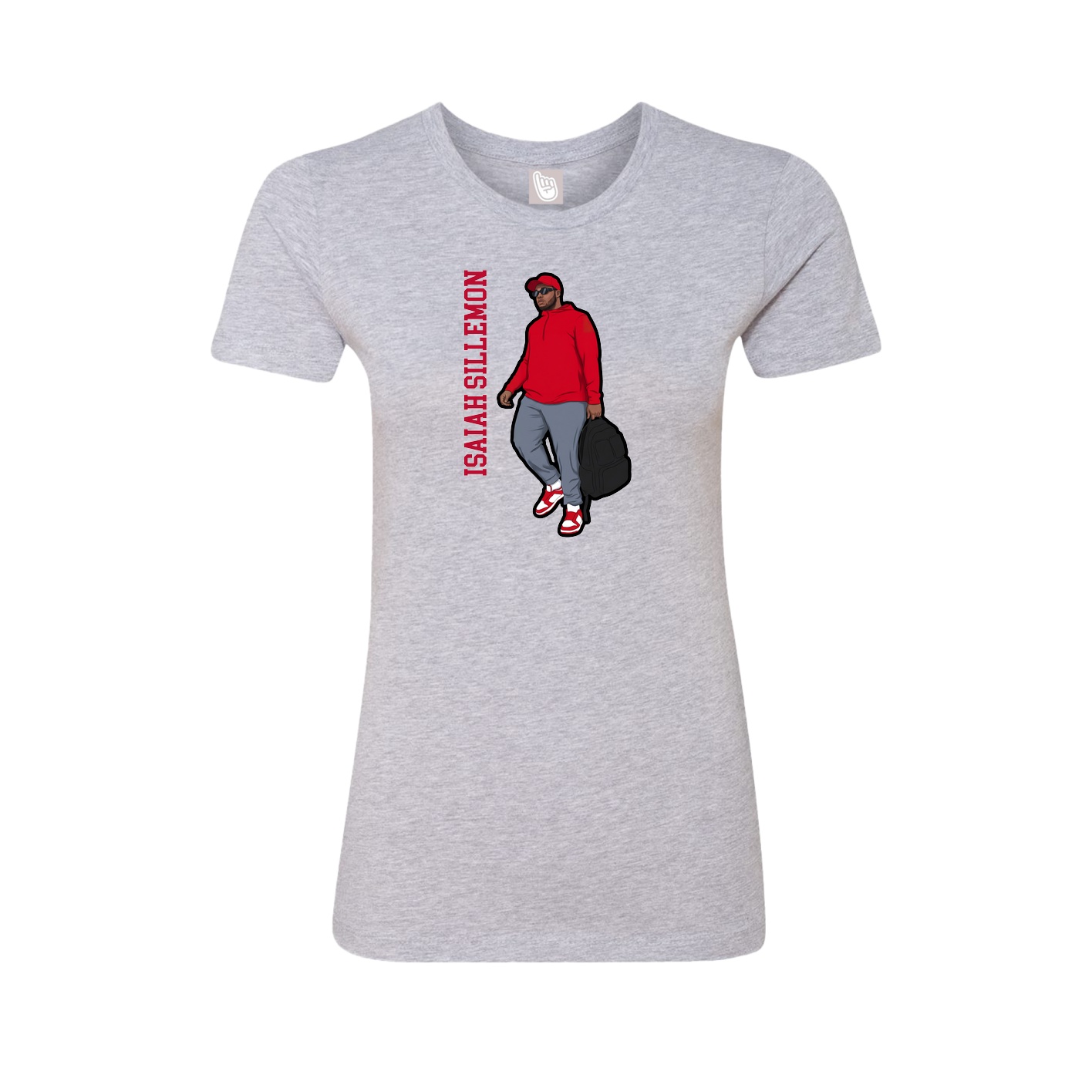 Fitted Women's Tee — Name Vertical in Grey