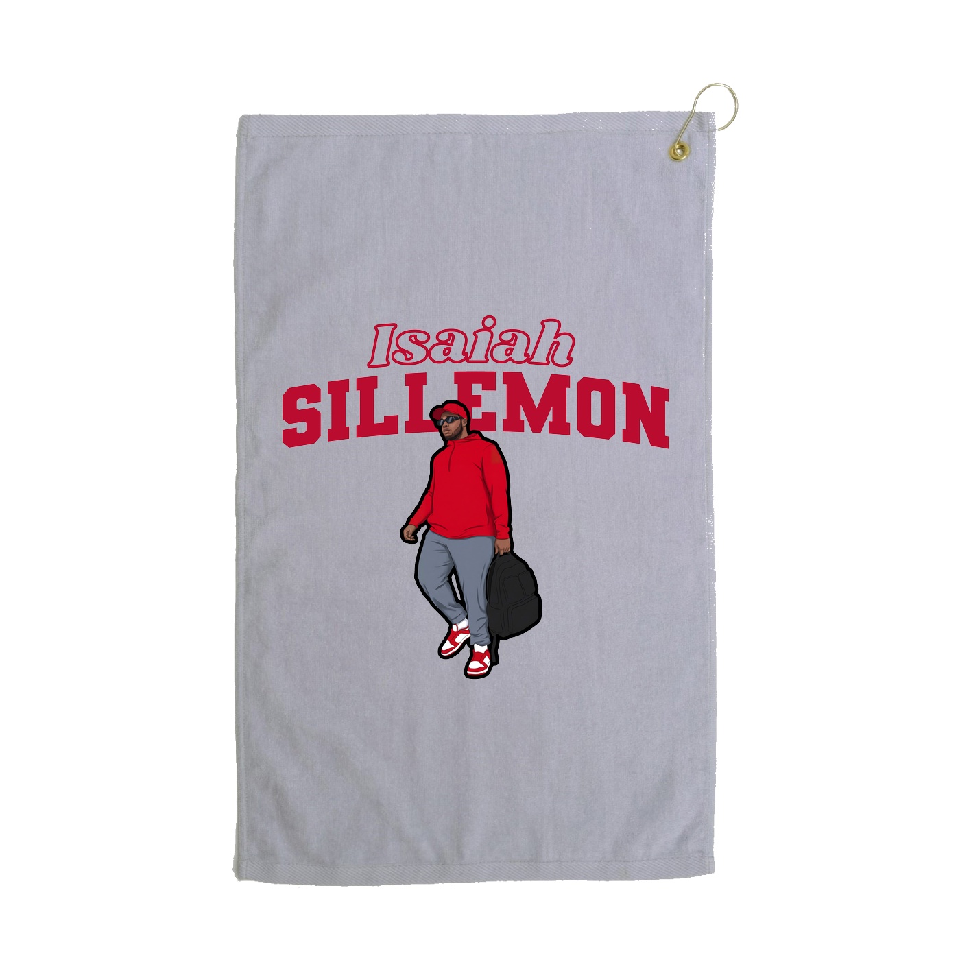 Golf Towel — Name Arch in Grey