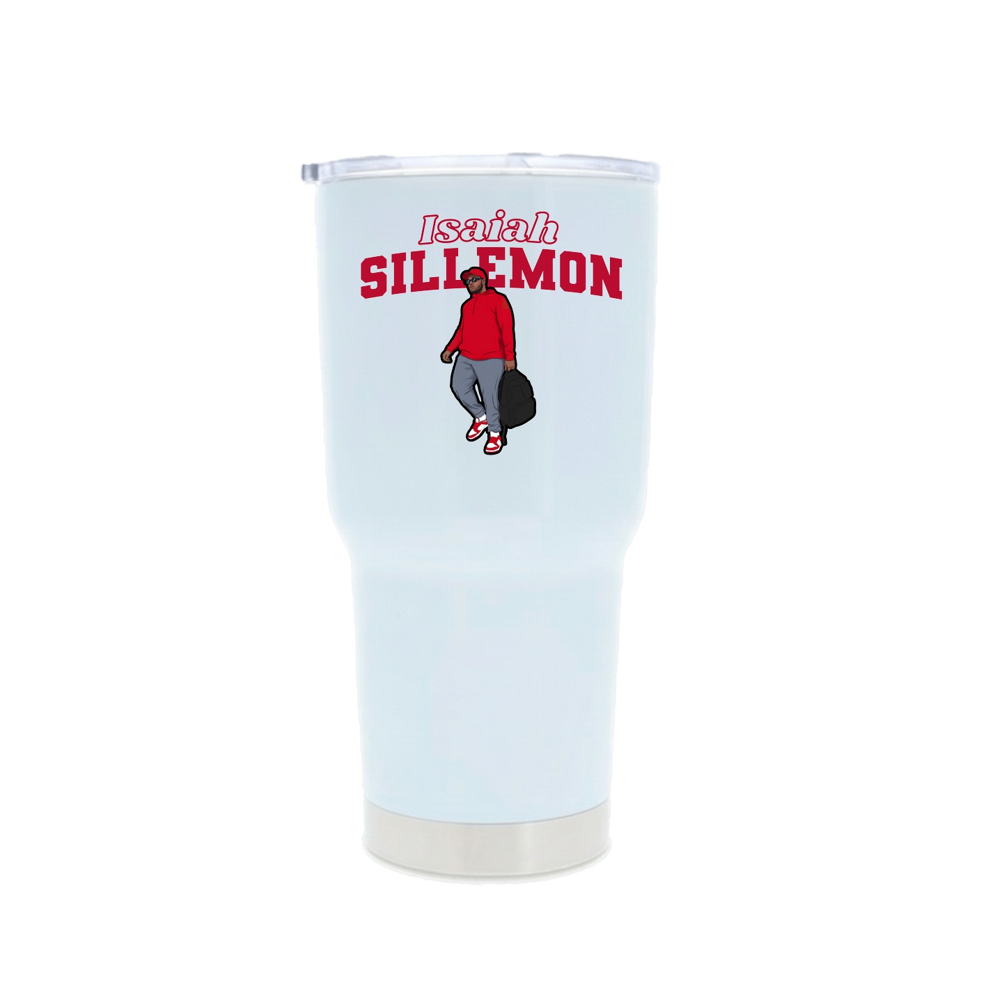 30oz Stainless Steel Tumbler — Name Arch in White