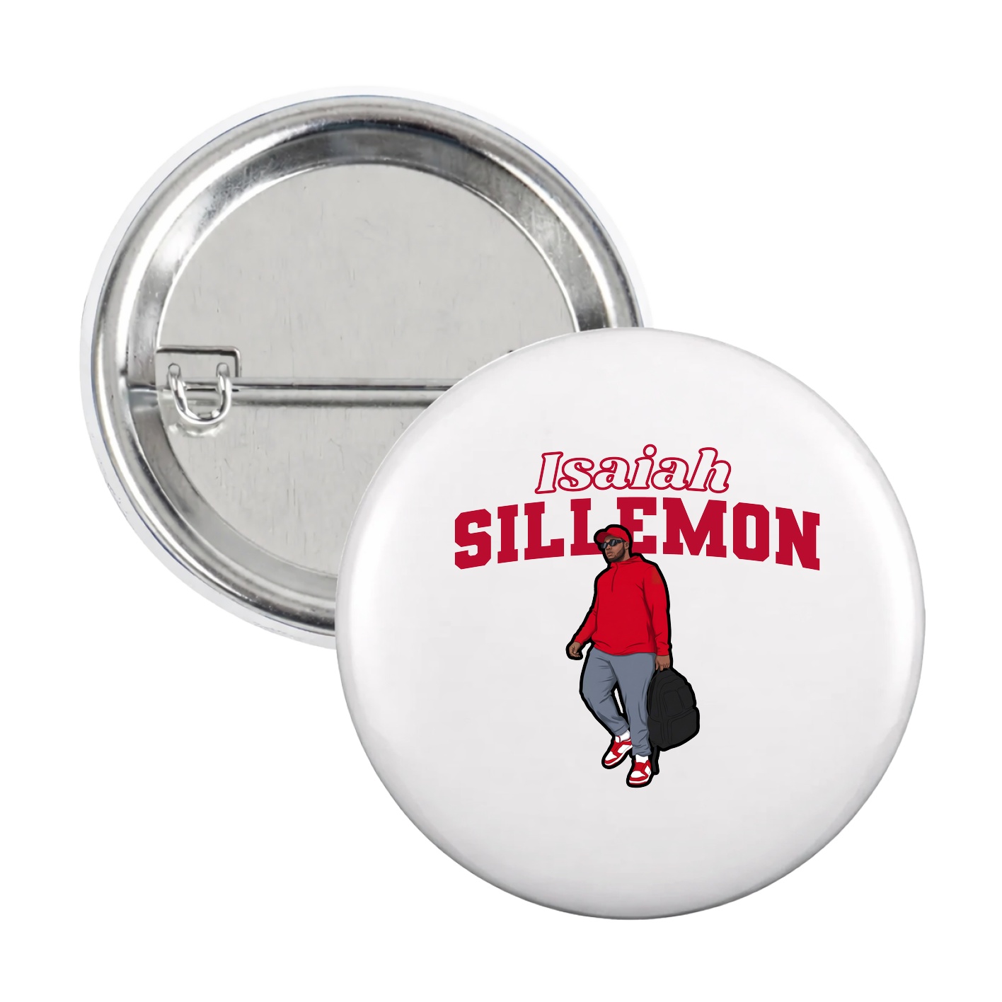 Game Day Button — Name Arch in White