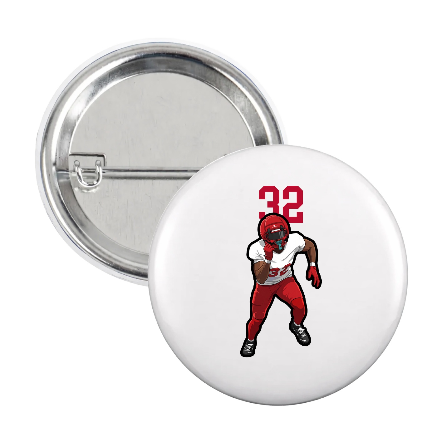 Game Day Button — Number Top in White