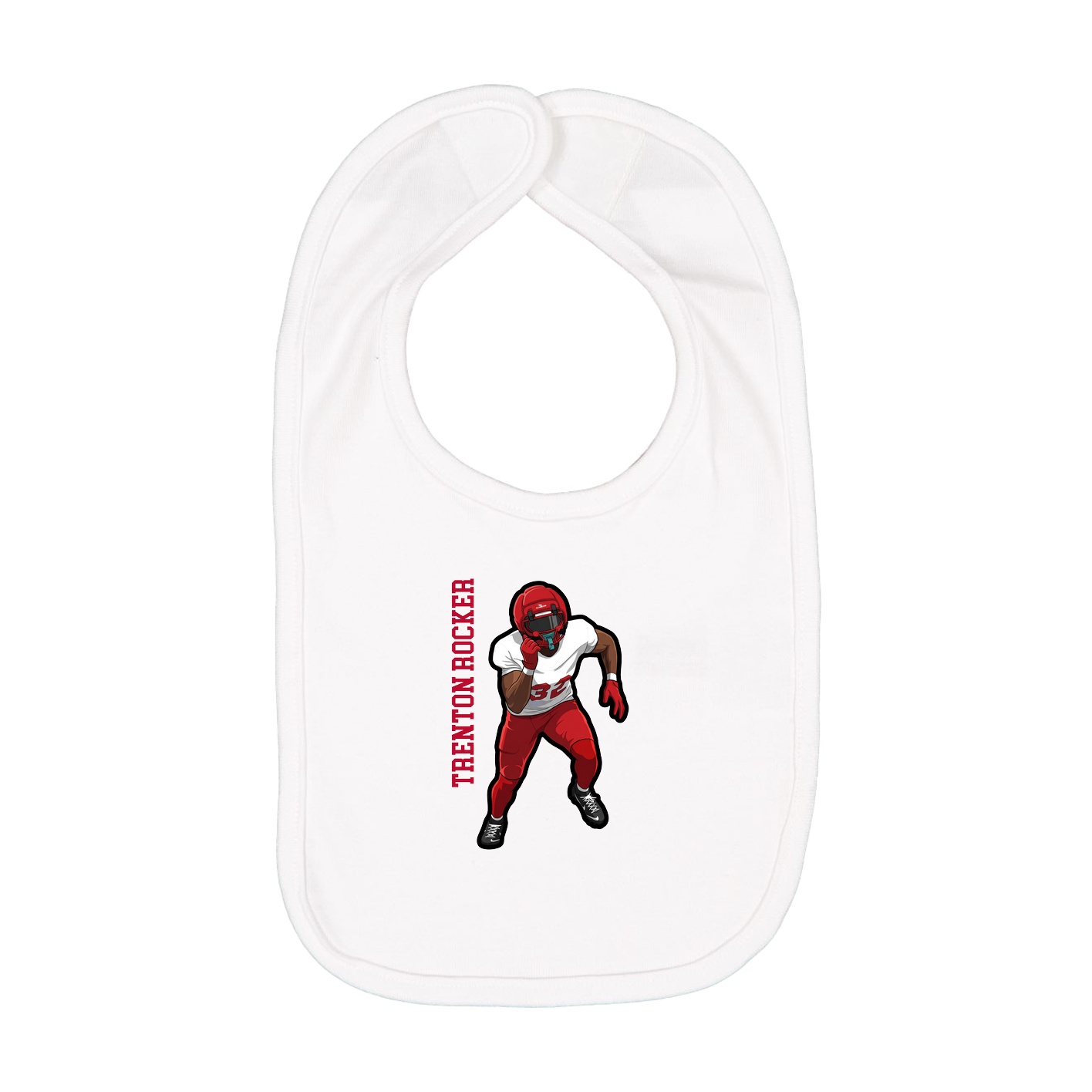 Infant Bib — Name Vertical in White