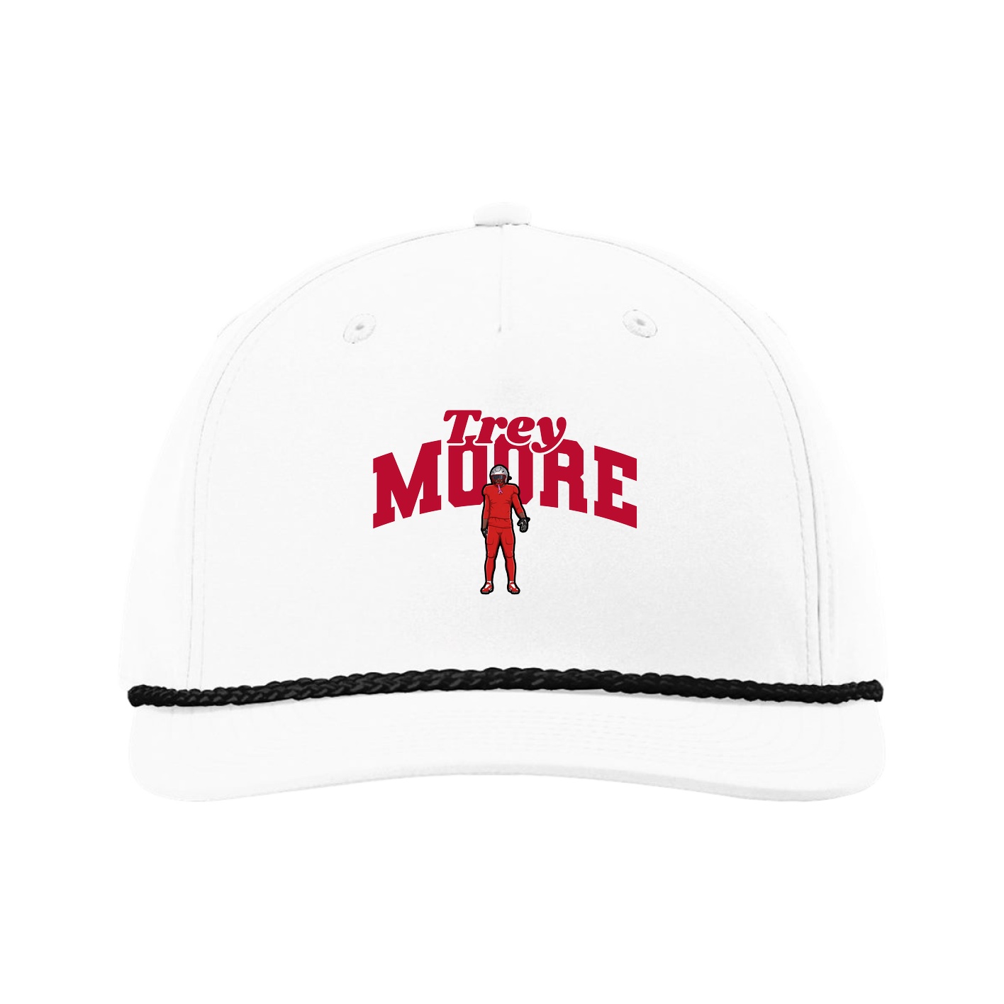 Five-Panel Classic Rope Cap — Signature Arch in White