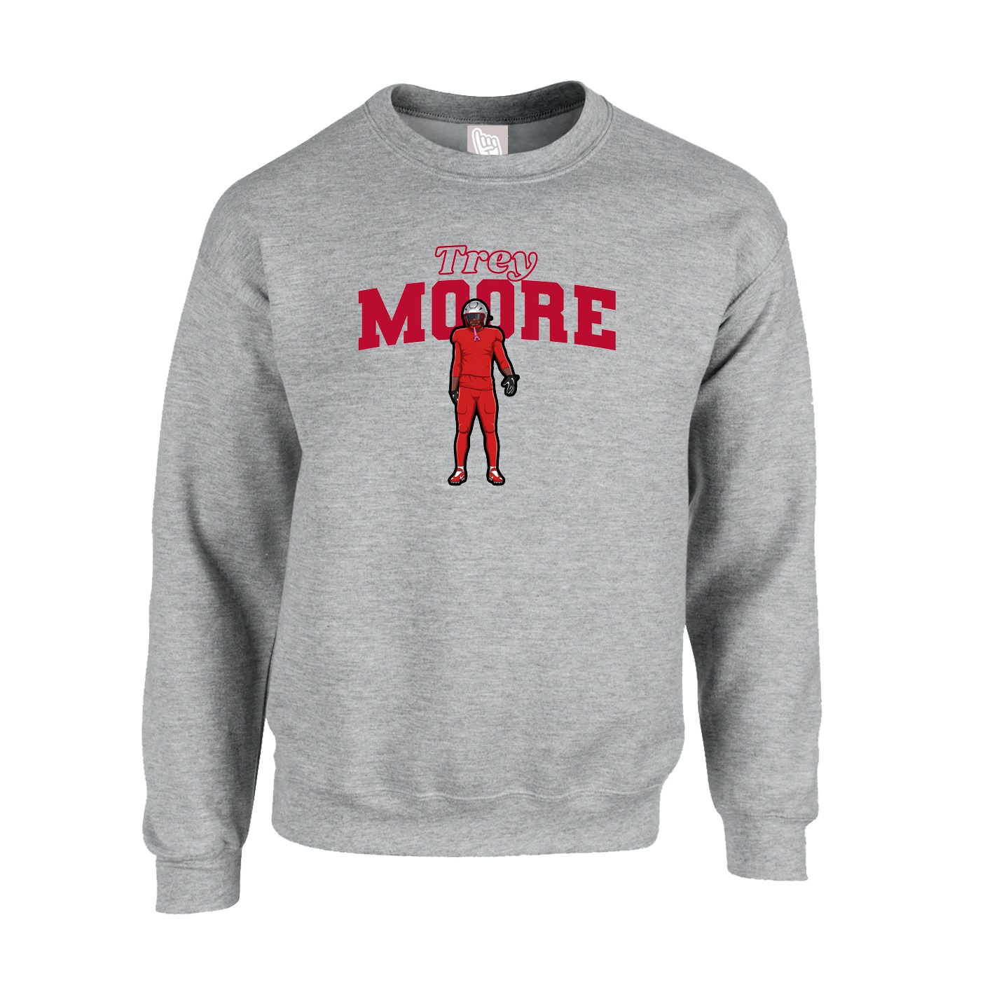 Fleece Crew — Name Arch in Grey