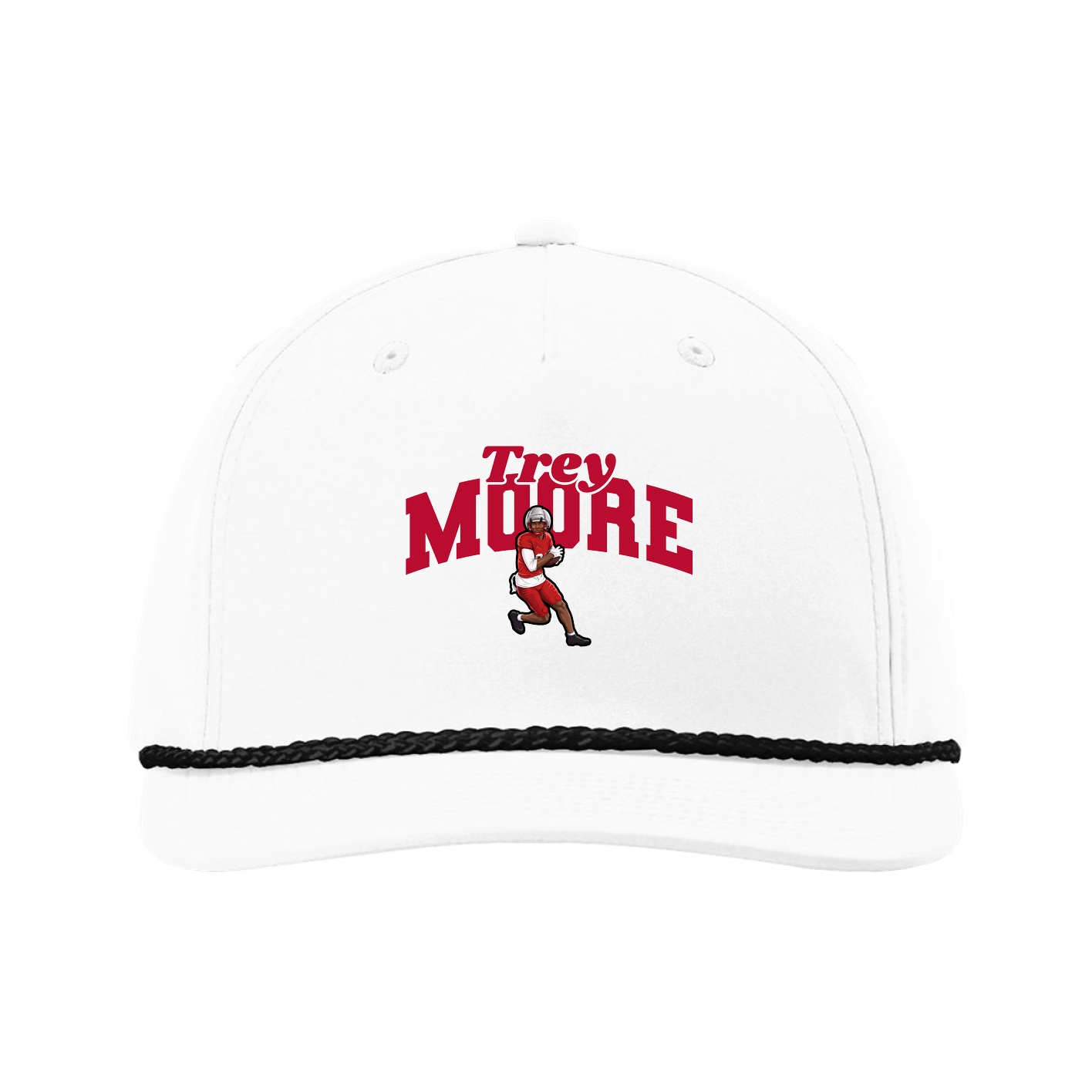 Five-Panel Classic Rope Cap — Signature Arch in White