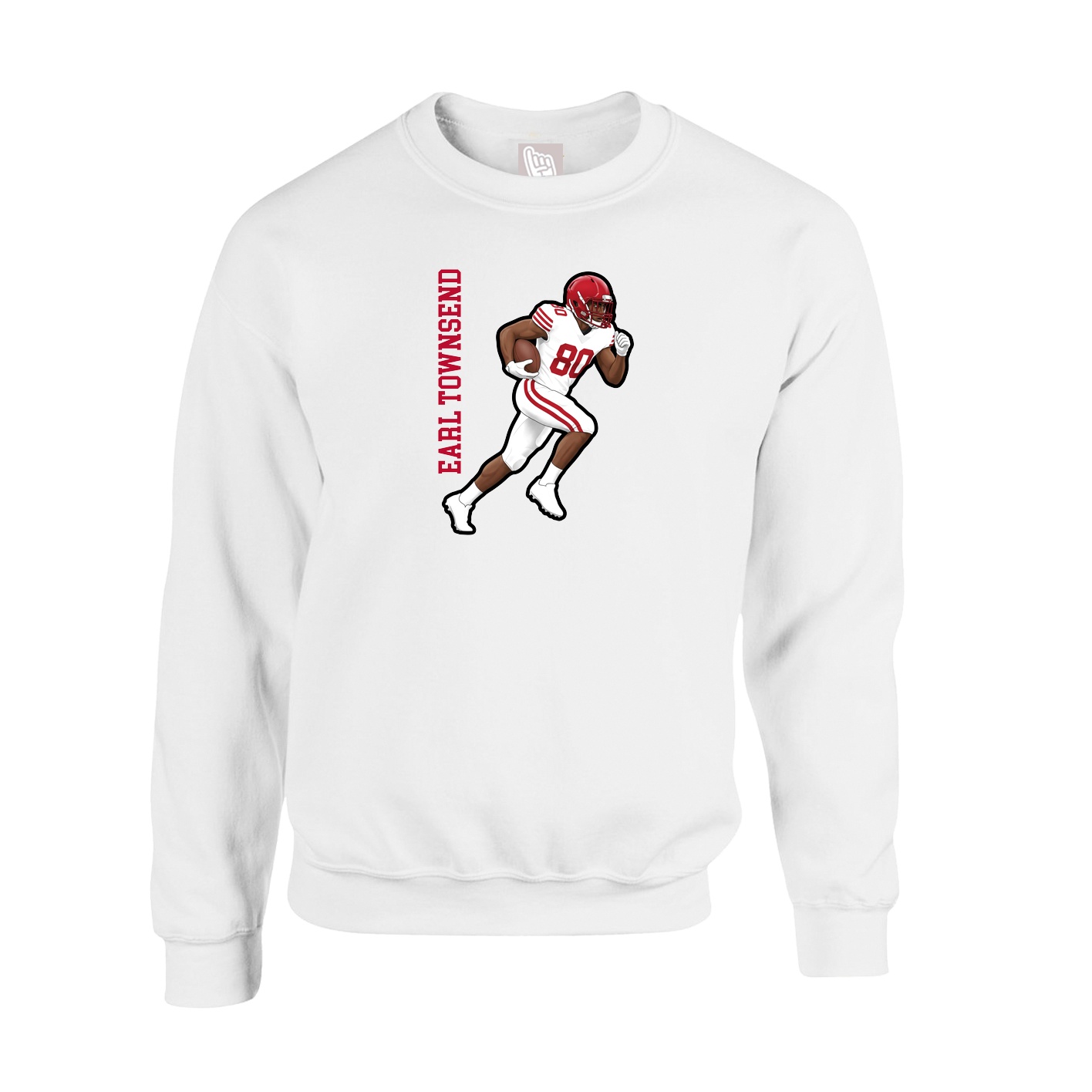 Fleece Crew — Name Vertical in White