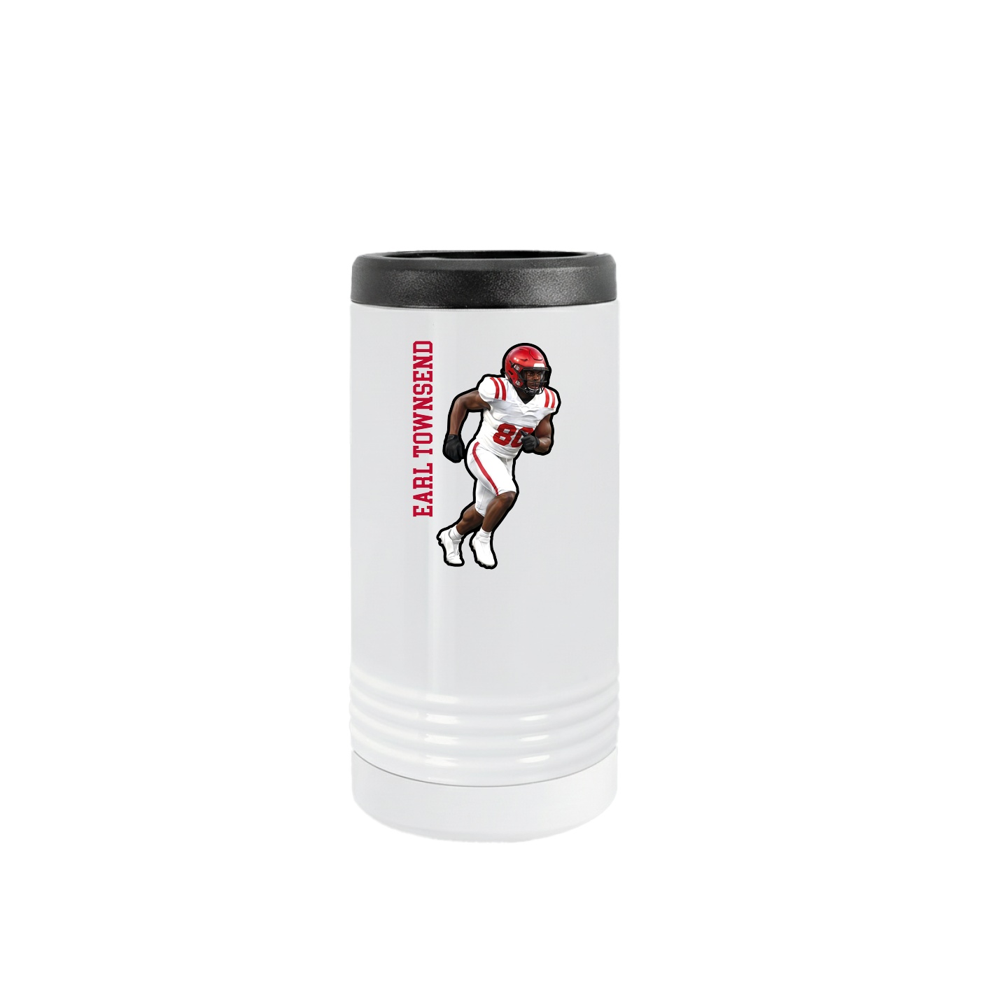 Slim Beverage Holder — Name Vertical in White