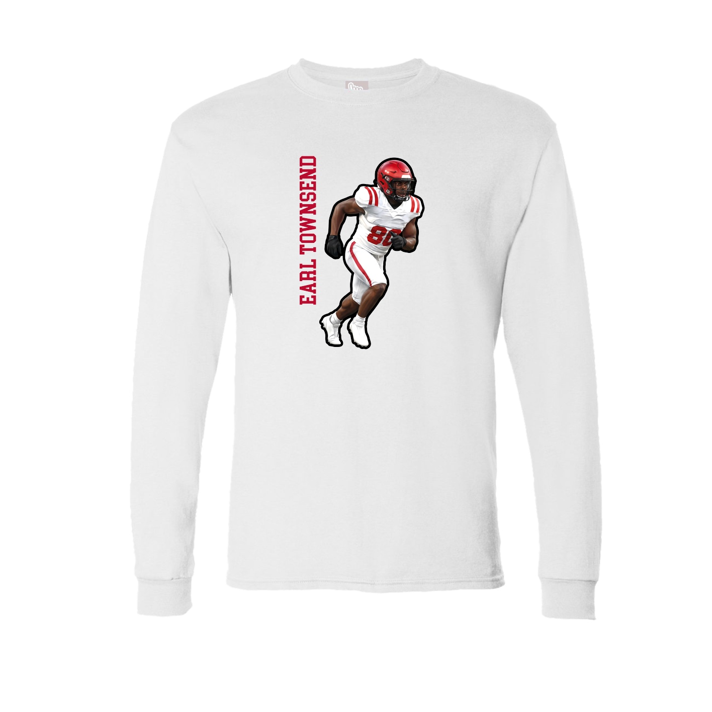 Long Sleeve Tee — Name Vertical in White