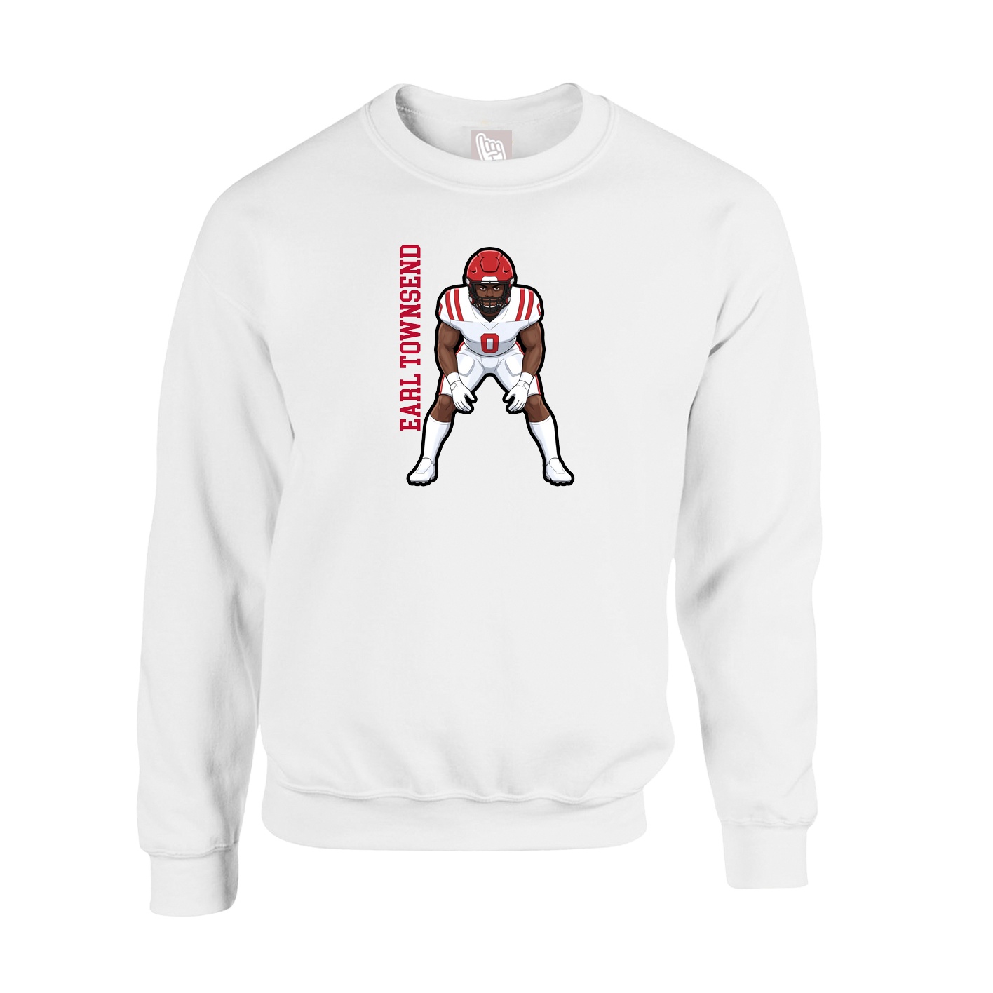 Fleece Crew — Name Vertical in White