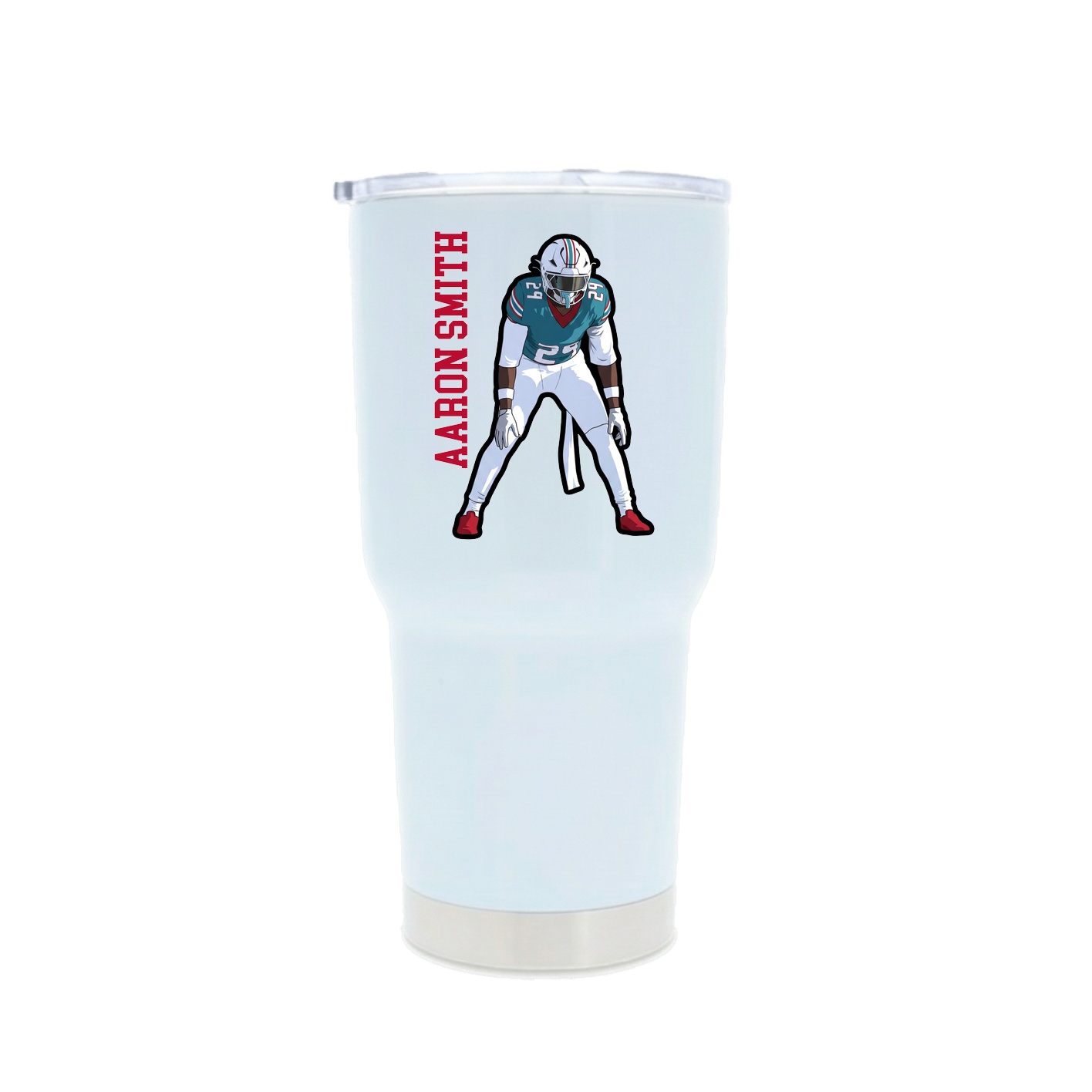 30oz Stainless Steel Tumbler — Name Vertical in White