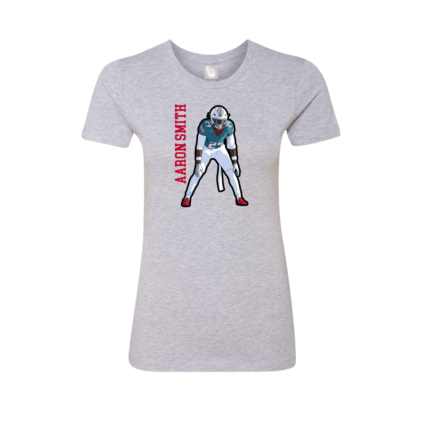 Fitted Women's Tee — Name Vertical in Grey