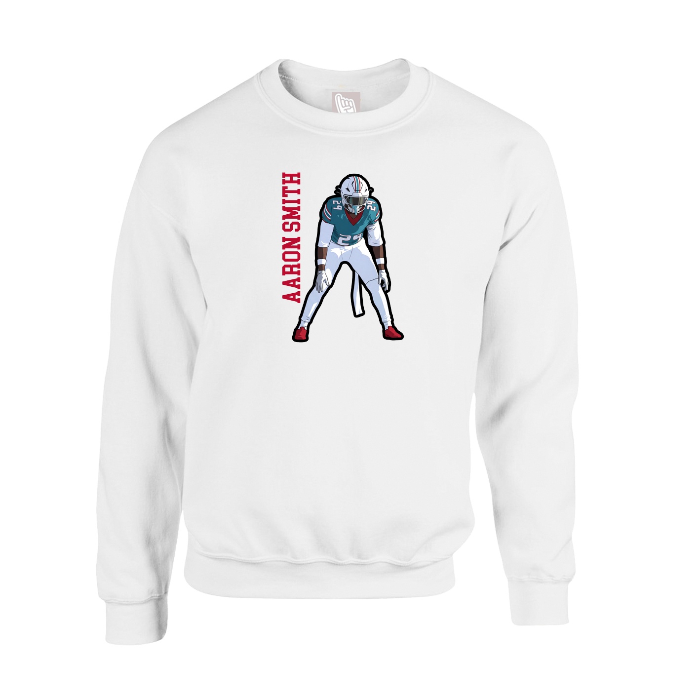 Fleece Crew — Name Vertical in White