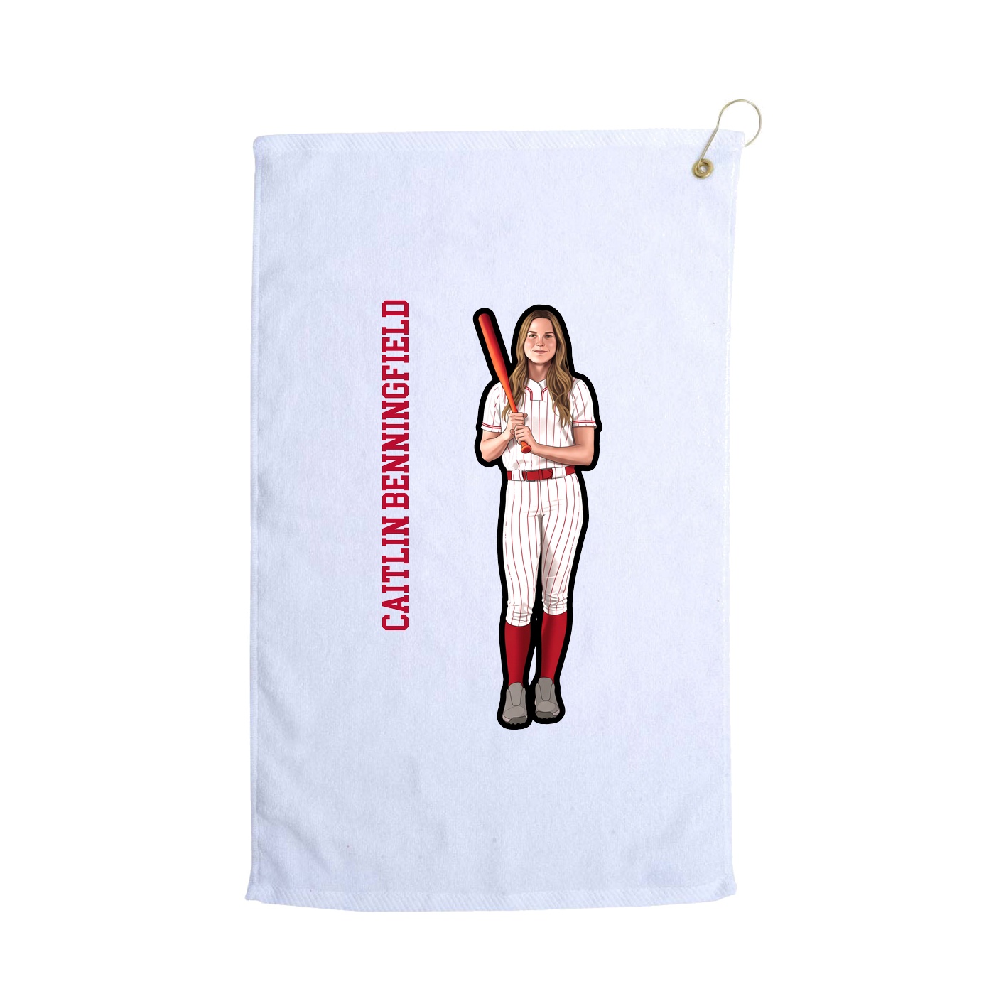 Golf Towel — Name Vertical in White
