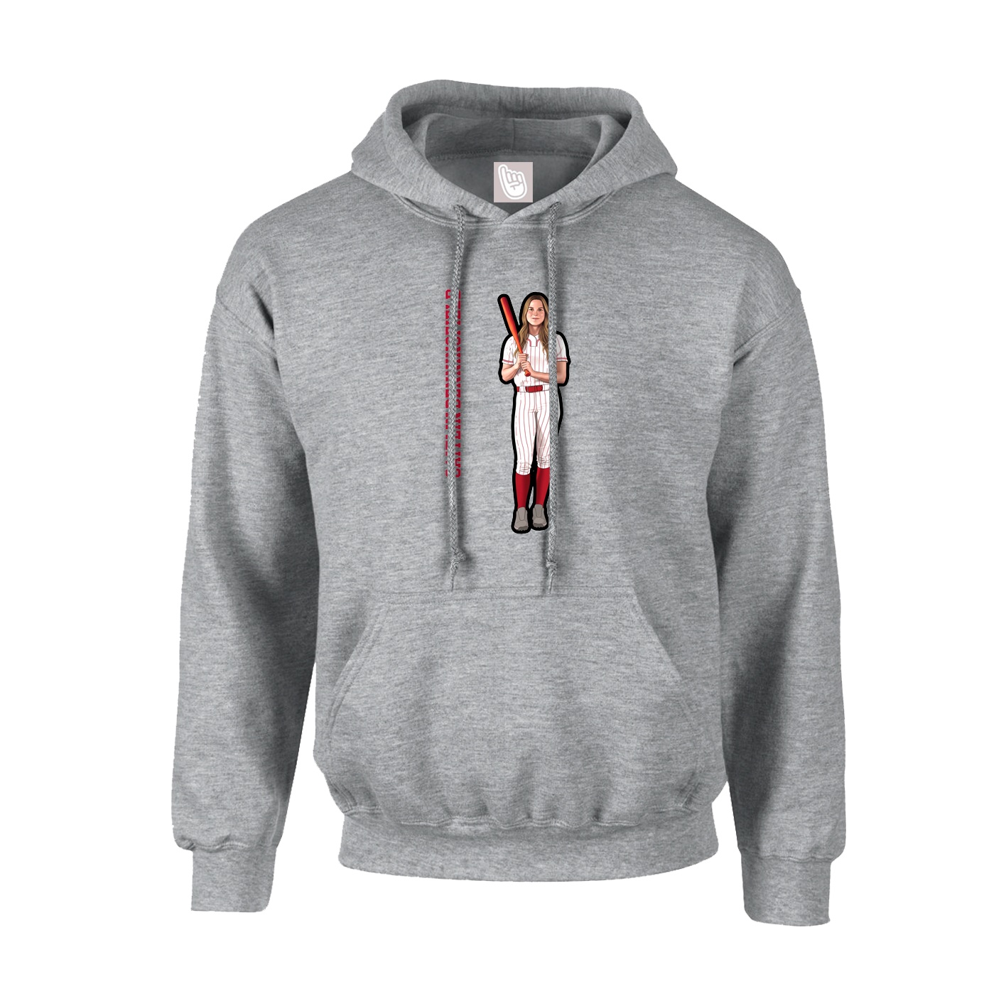 Hoodie — Name Vertical in Grey