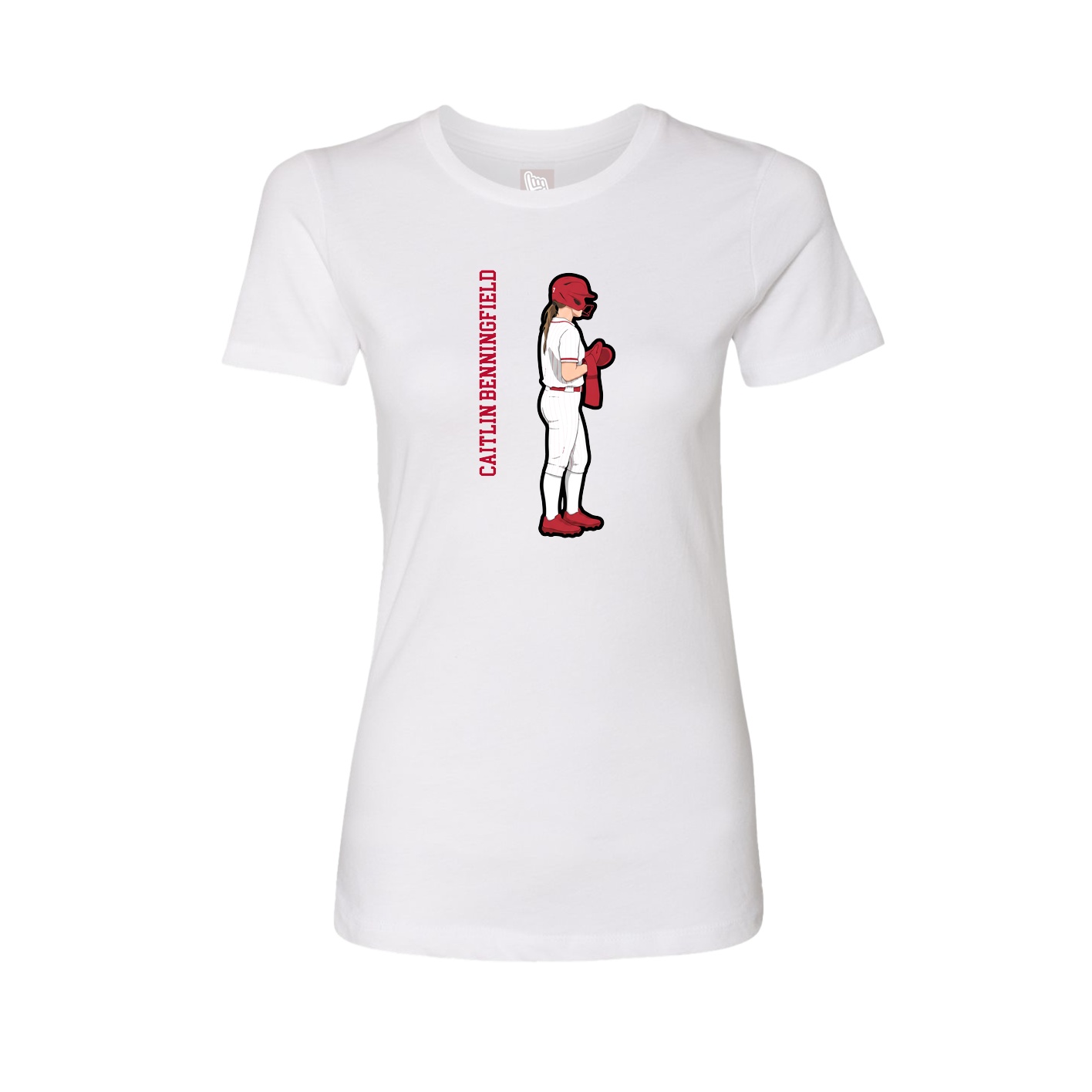 Fitted Women's Tee — Name Vertical in White