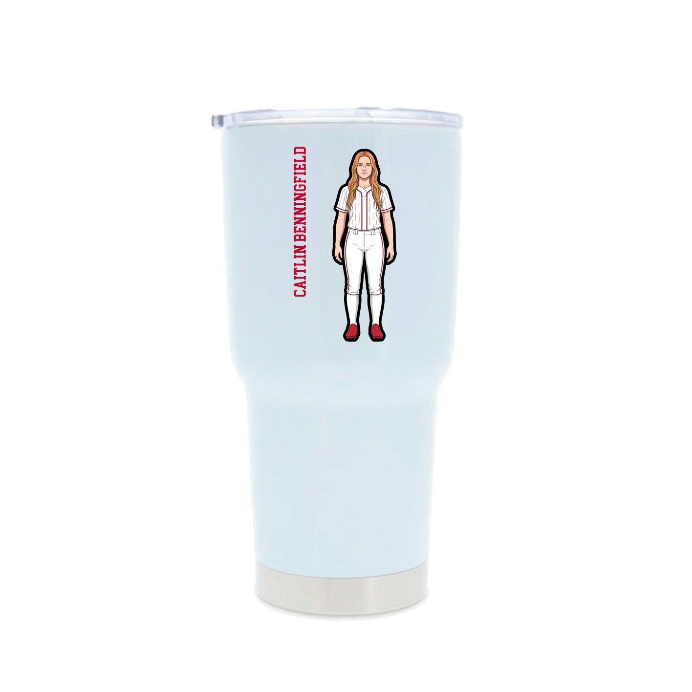 30oz Stainless Steel Tumbler — Name Vertical in White