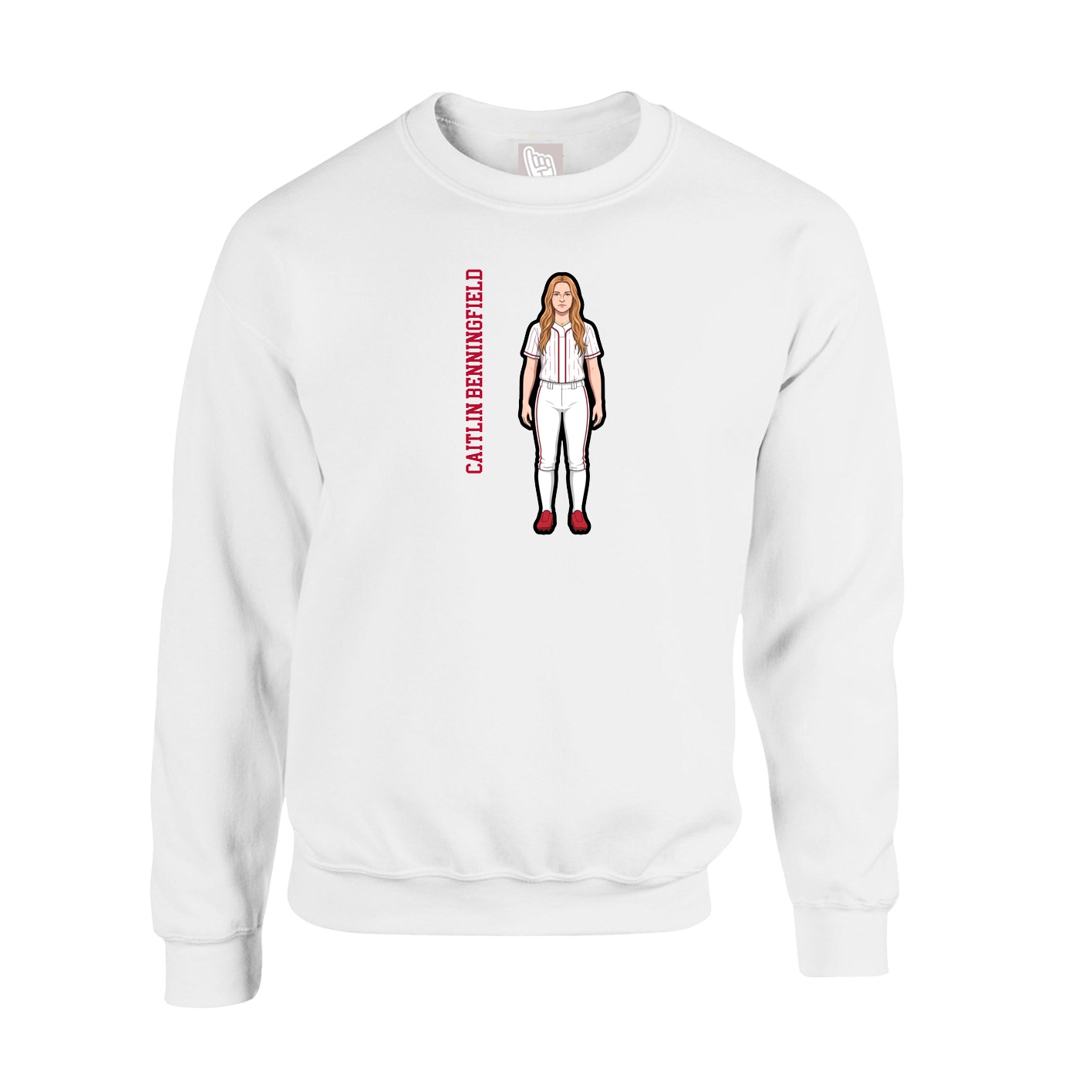 Fleece Crew — Name Vertical in White