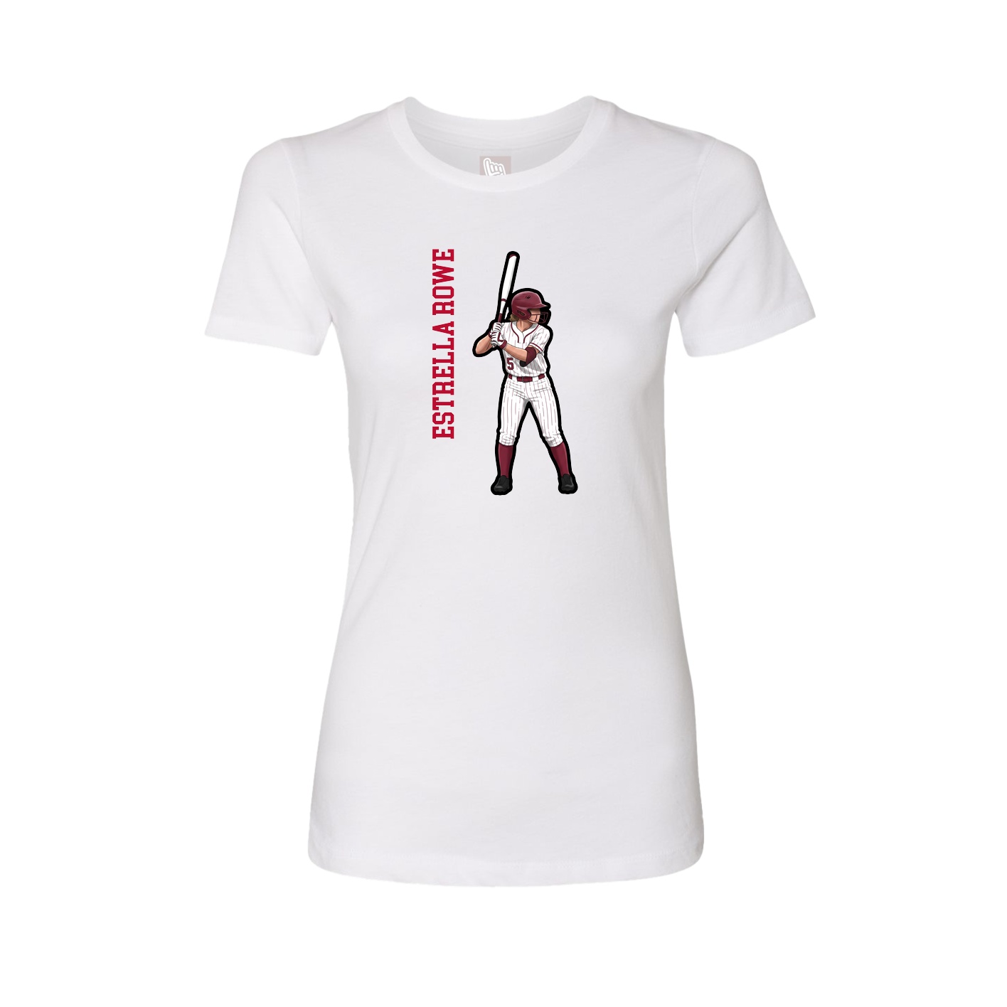 Fitted Women's Tee — Name Vertical in White