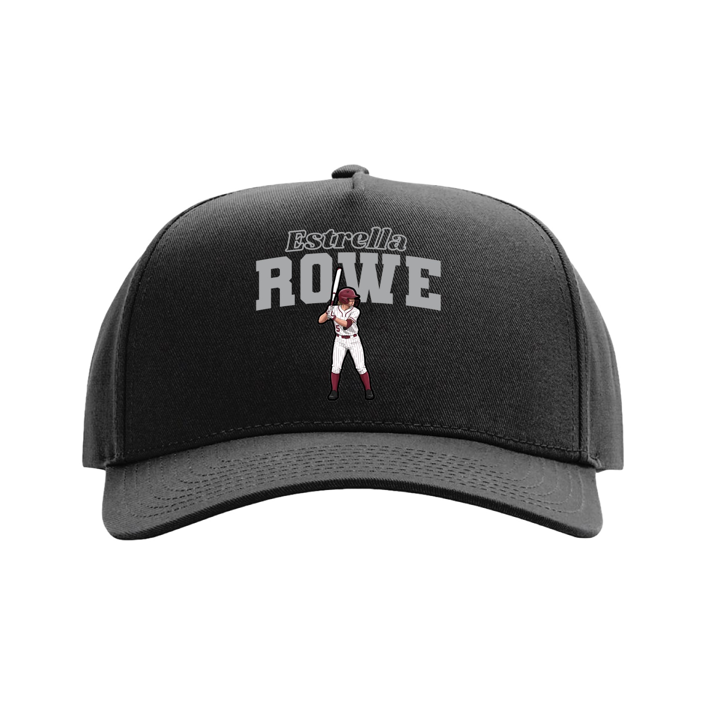 Full Fabric Five-Panel Champ Cap — Name Arch in Black