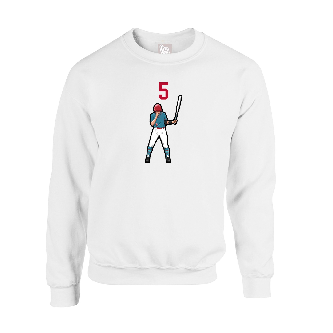 Fleece Crew — Number Top in White