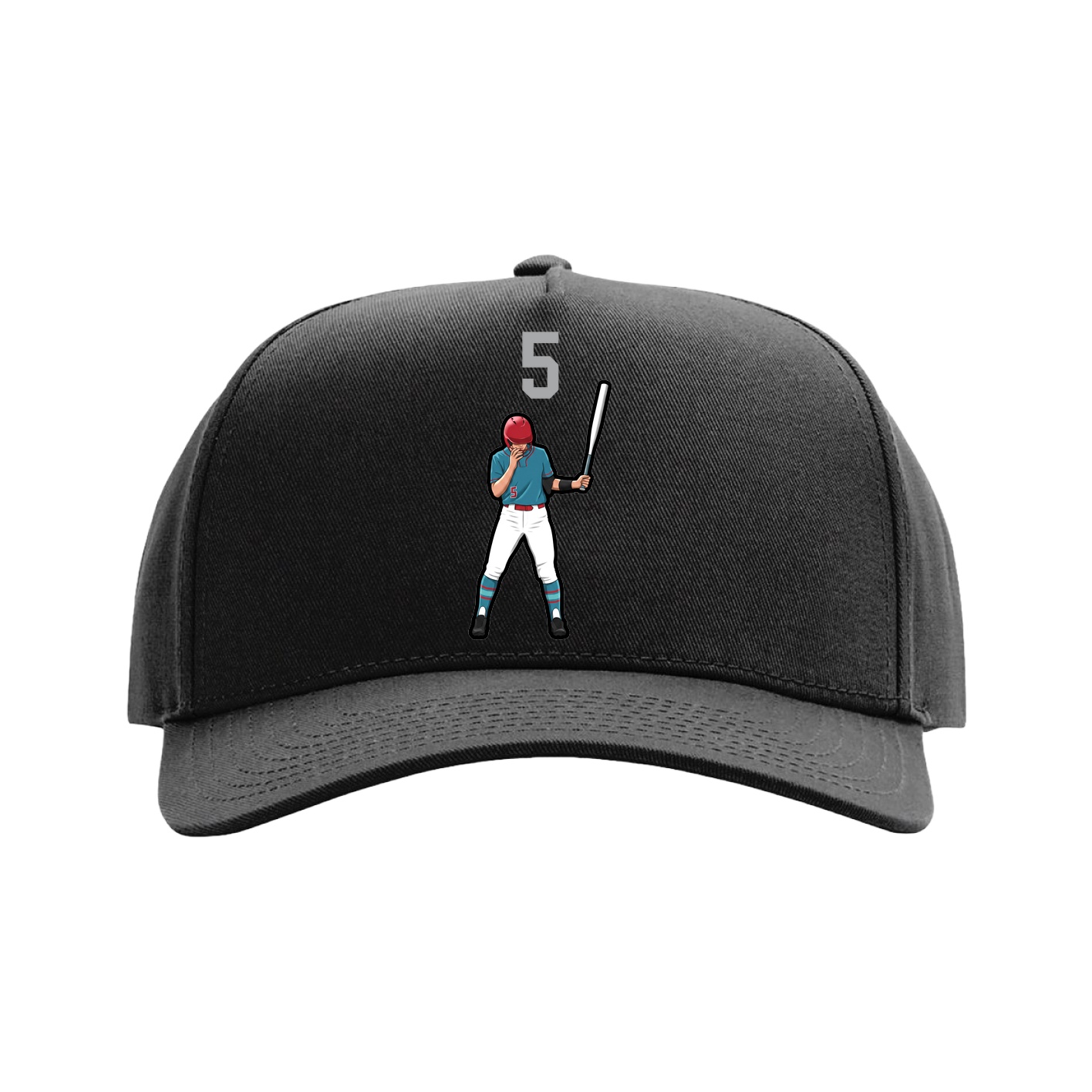 Full Fabric Five-Panel Champ Cap — Number Top in Black